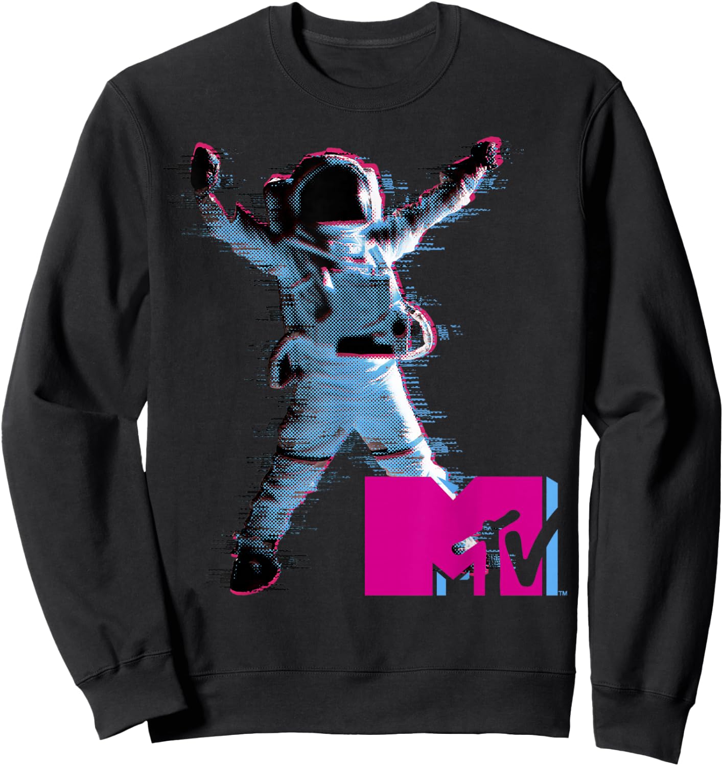MTV VMA Astronaut Static Distorted Victory Pose Sweatshirt - Sweatshirt | Black
