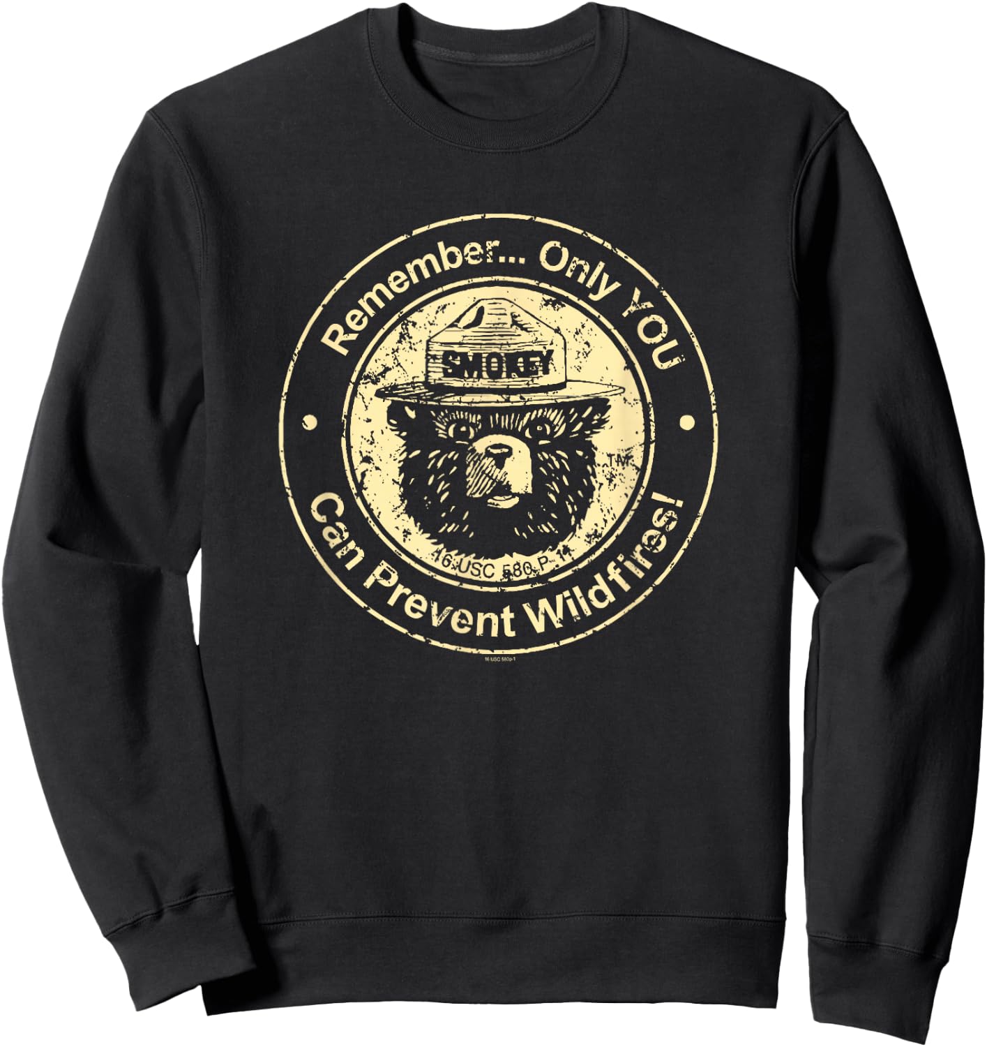 Smokey Bear Only You Can Prevent Wildfires Vintage Seal Sweatshirt - Sweatshirt | Black
