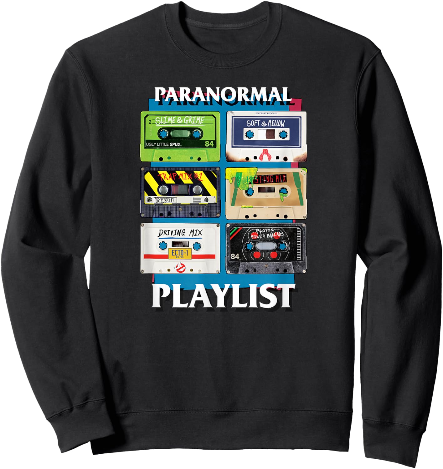 Ghostbusters Paranormal Playlist Cassettes Retro Movie Sweatshirt - Sweatshirt | Black