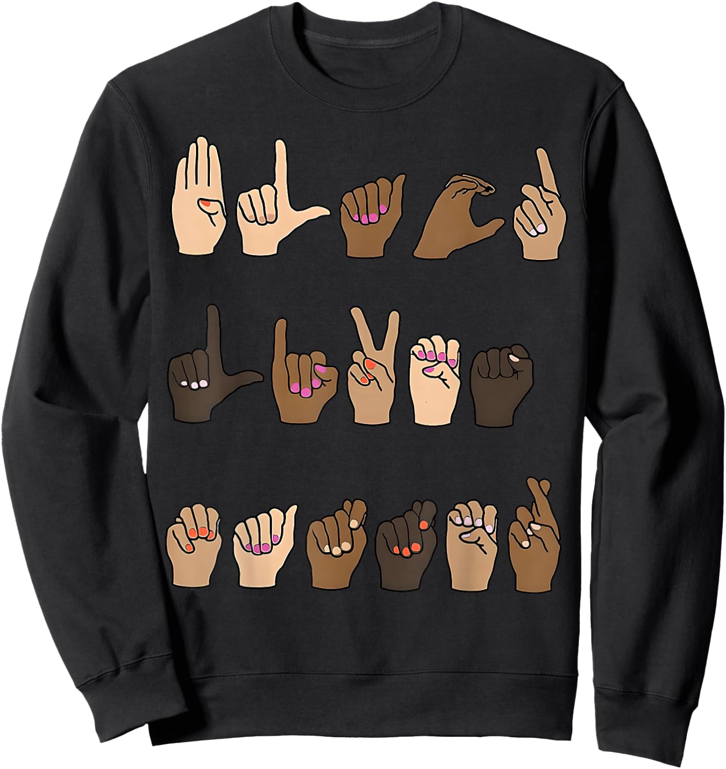 Black Lives Matter ASL Sign Language Hand Signs Deaf & Mute Sweatshirt - Sweatshirt | Black