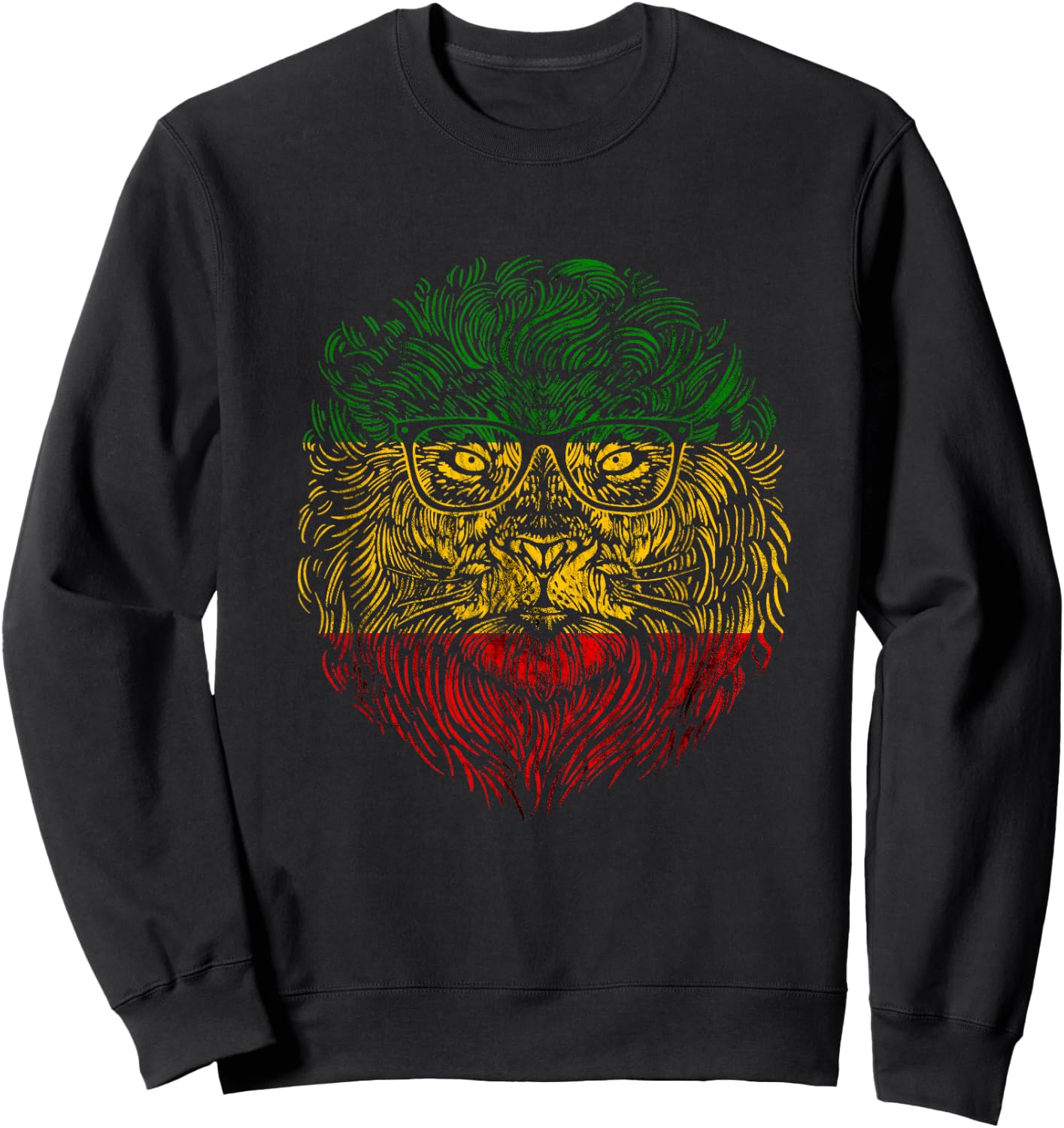 Regga Lion Of Judah Rasta Jamaica Etophian Lion Rastafarian Sweatshirt - Sweatshirt | Black