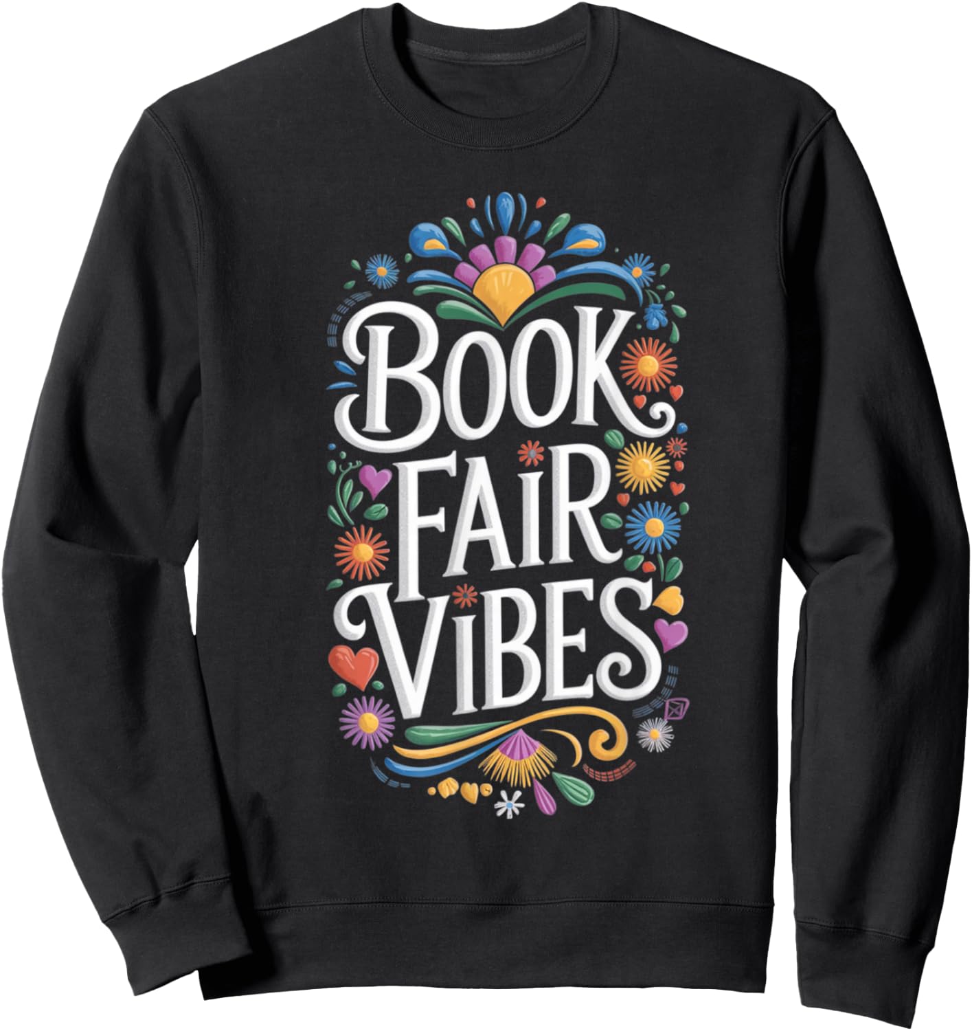 Book Fair Vibes Groovy 70s Retro School Librarian Sweatshirt - Sweatshirt | Black