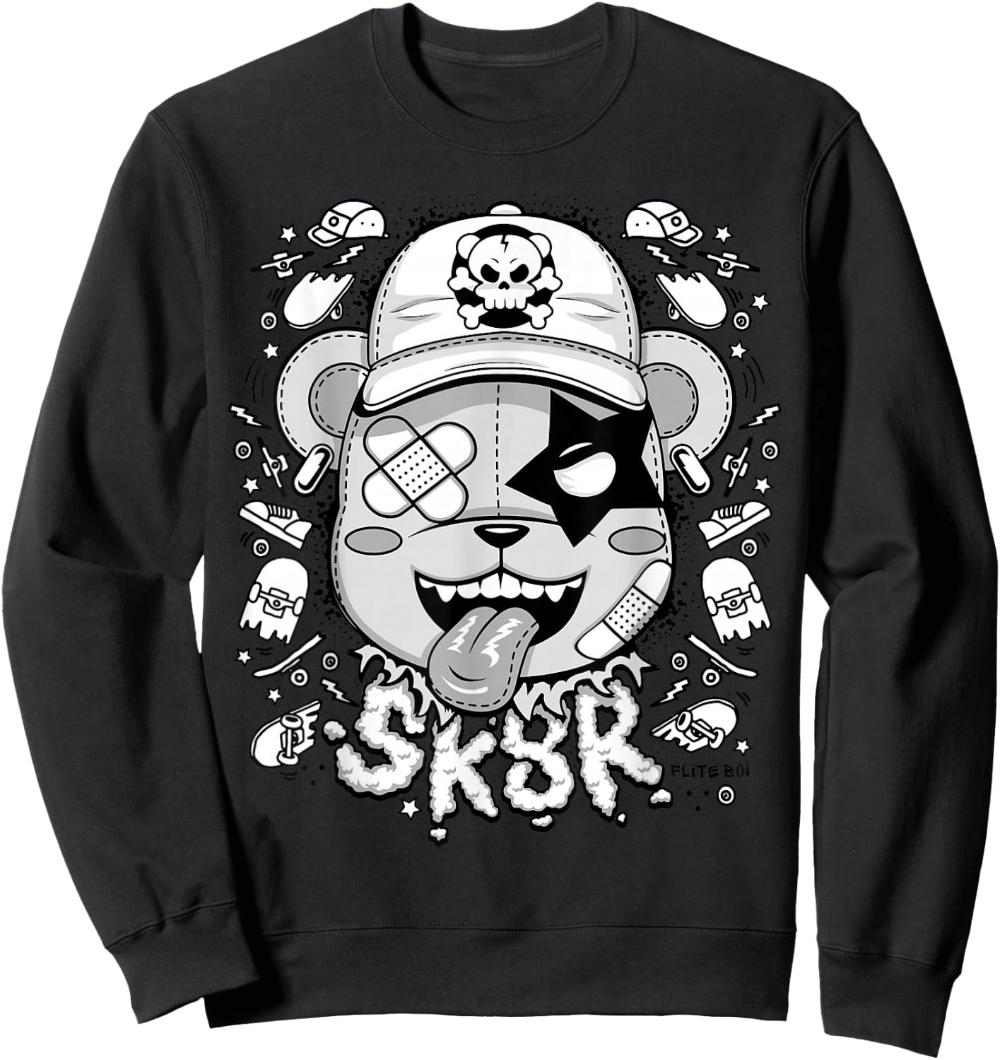 Urban - Graffiti Puppy Skater Sk8r Graphic Sweatshirt - Sweatshirt | Black