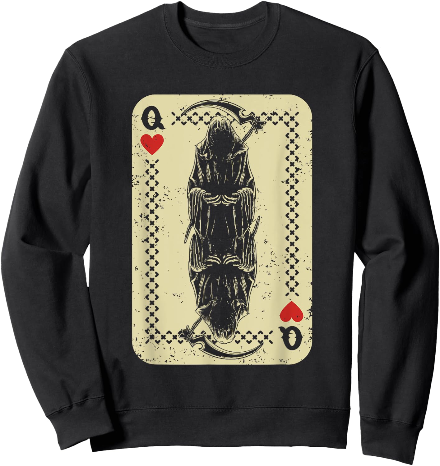 Santa Muerte Calavera Mexico Skeleton Poker Card Death Queen Sweatshirt - Sweatshirt | Black