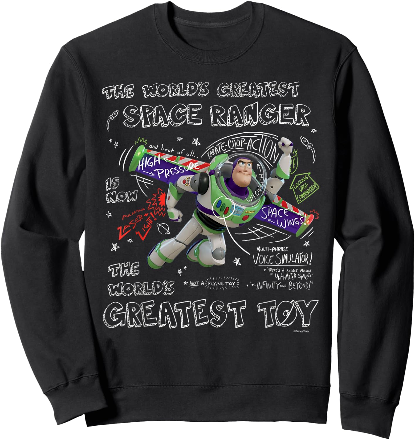 Disney Pixar Toy Story Buzz Lightyear The World's Greatest Sweatshirt - Sweatshirt | Black