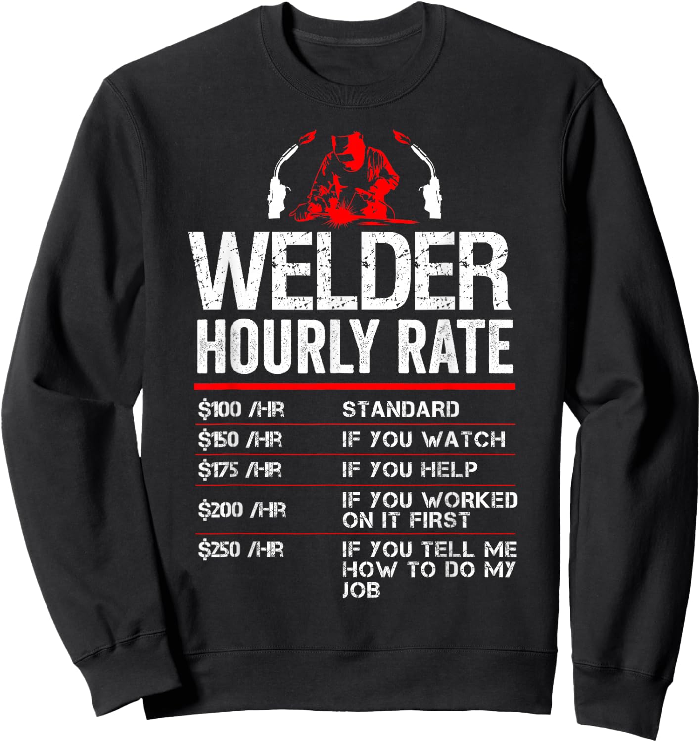 Welder Hourly Rate Funny Welding Metal Worker Pipeliner Men Sweatshirt - Sweatshirt | Black
