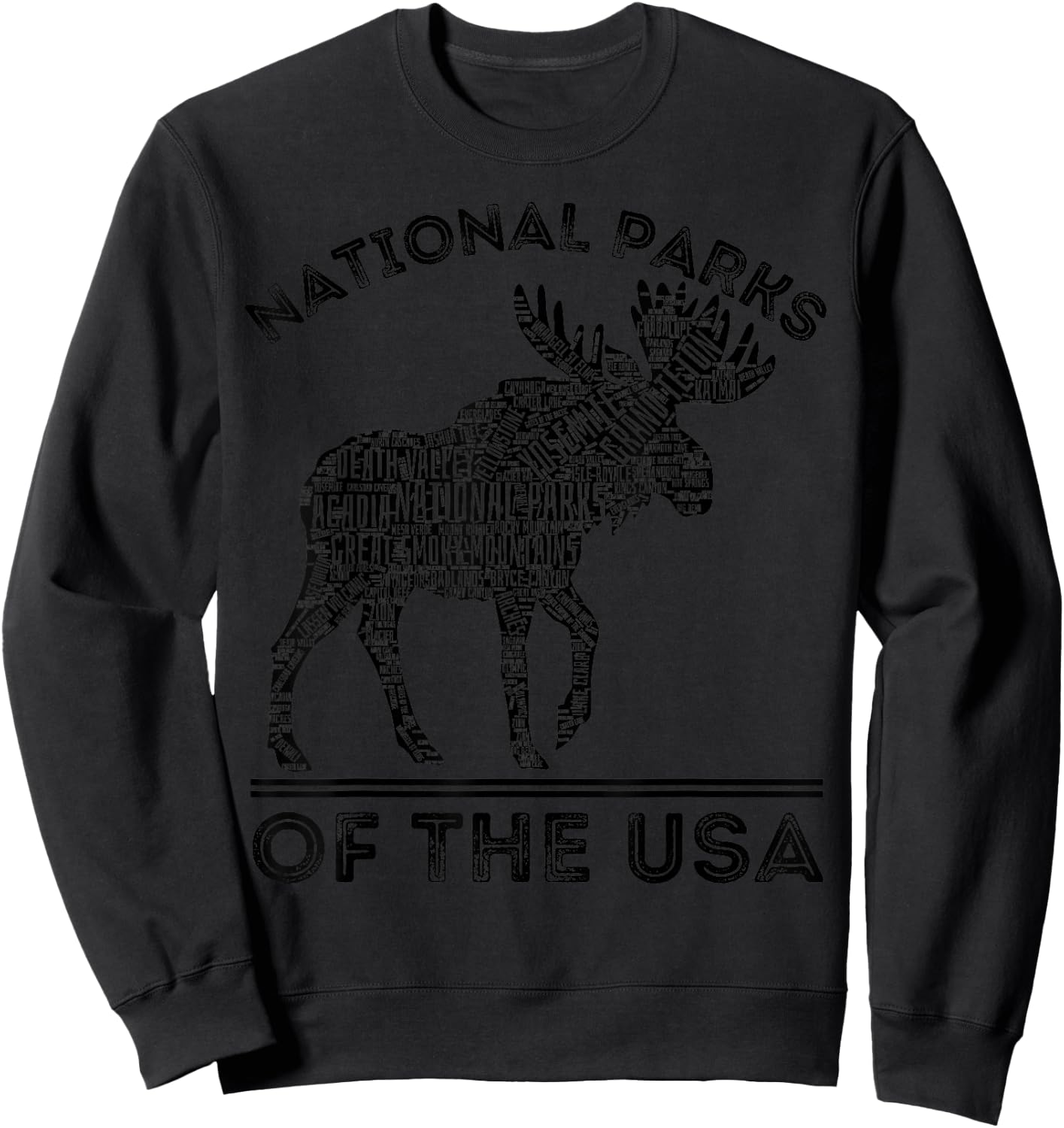 National Parks Moose Hiking Travel Camping Outdoors USA Sweatshirt - Sweatshirt | Black