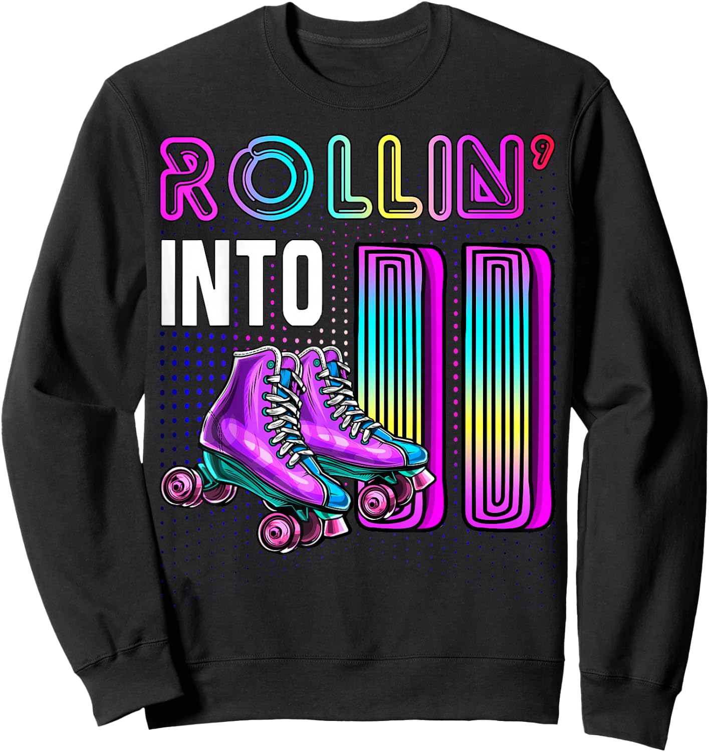 Rollin' into 11 Roller Skating Rink 11th Birthday Party Girl Sweatshirt - Sweatshirt | Black
