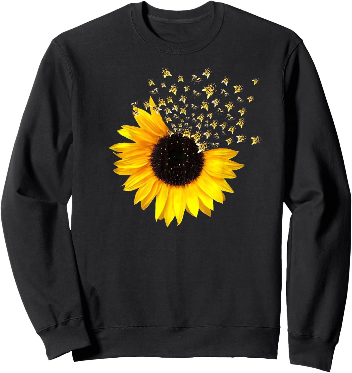 Bumble Bee. Honey Bees. Bee Lover. Sunflower. Yellow Flowers Sweatshirt - Sweatshirt | Black