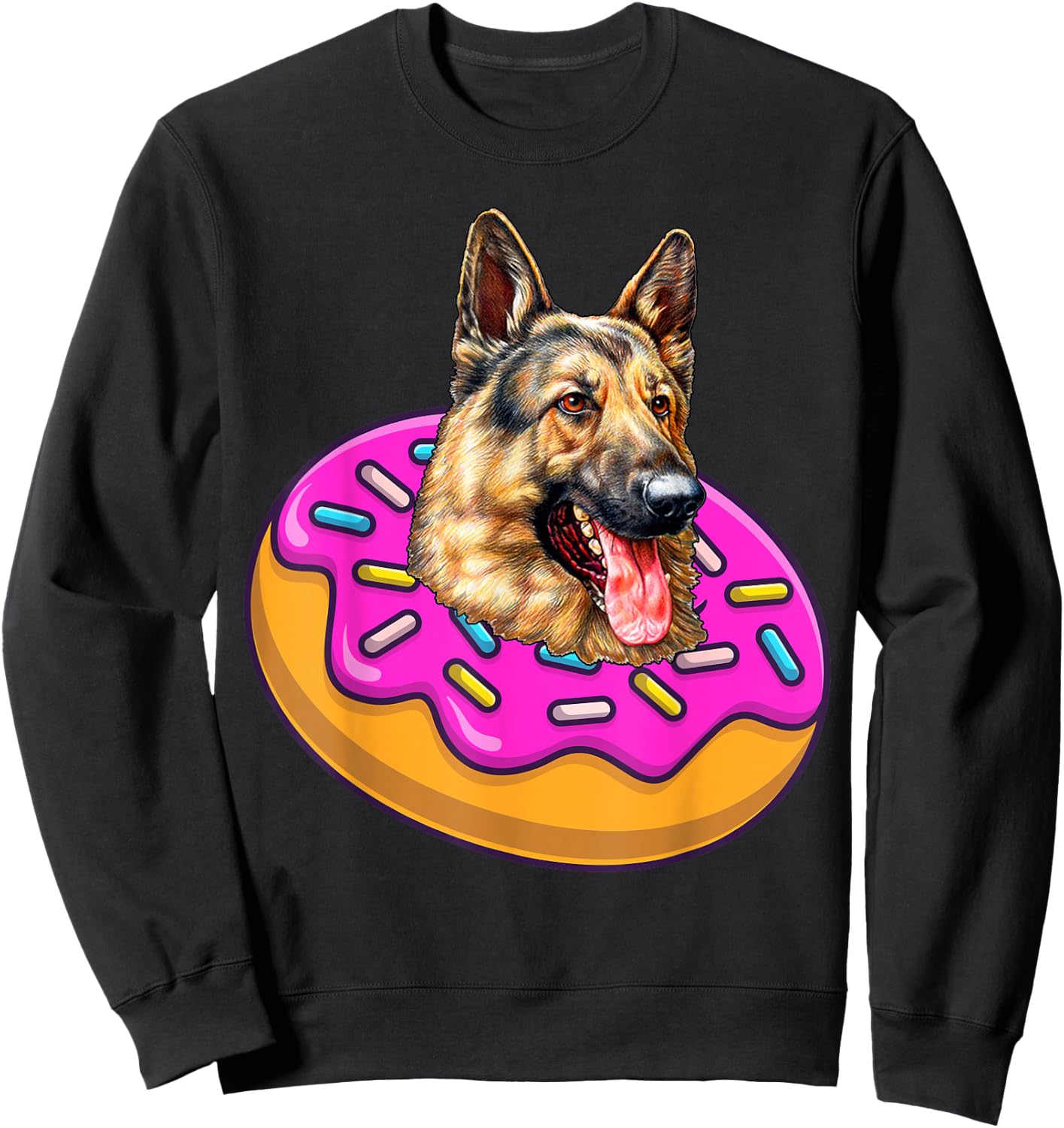 Funny German Shepherd Dog Donut Doughnut Lovers Bakers Kids Sweatshirt - Sweatshirt | Black