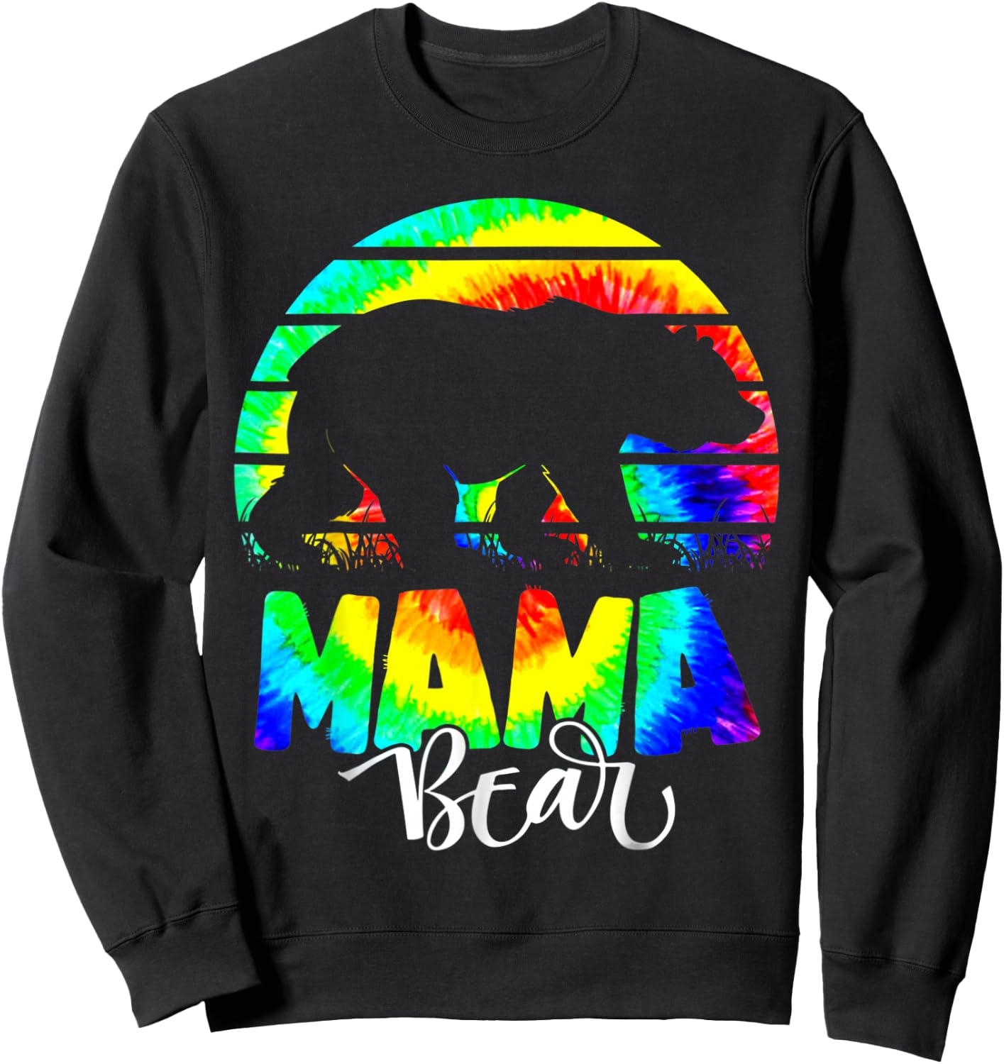 Mama Bear Tie-Dye Mother Mom Mommy Mother's Day Sweatshirt - Sweatshirt | Black