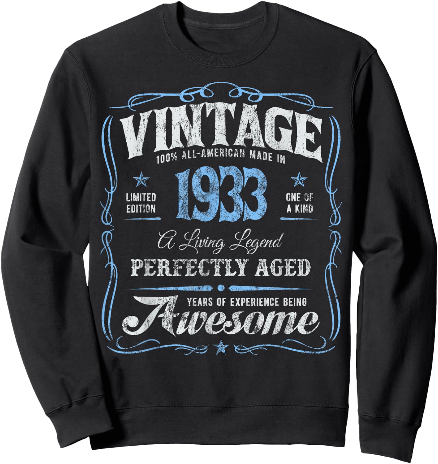 Vintage Classic 92nd Birthday Born In 1933 Original Legend's Sweatshirt - Sweatshirt | Black