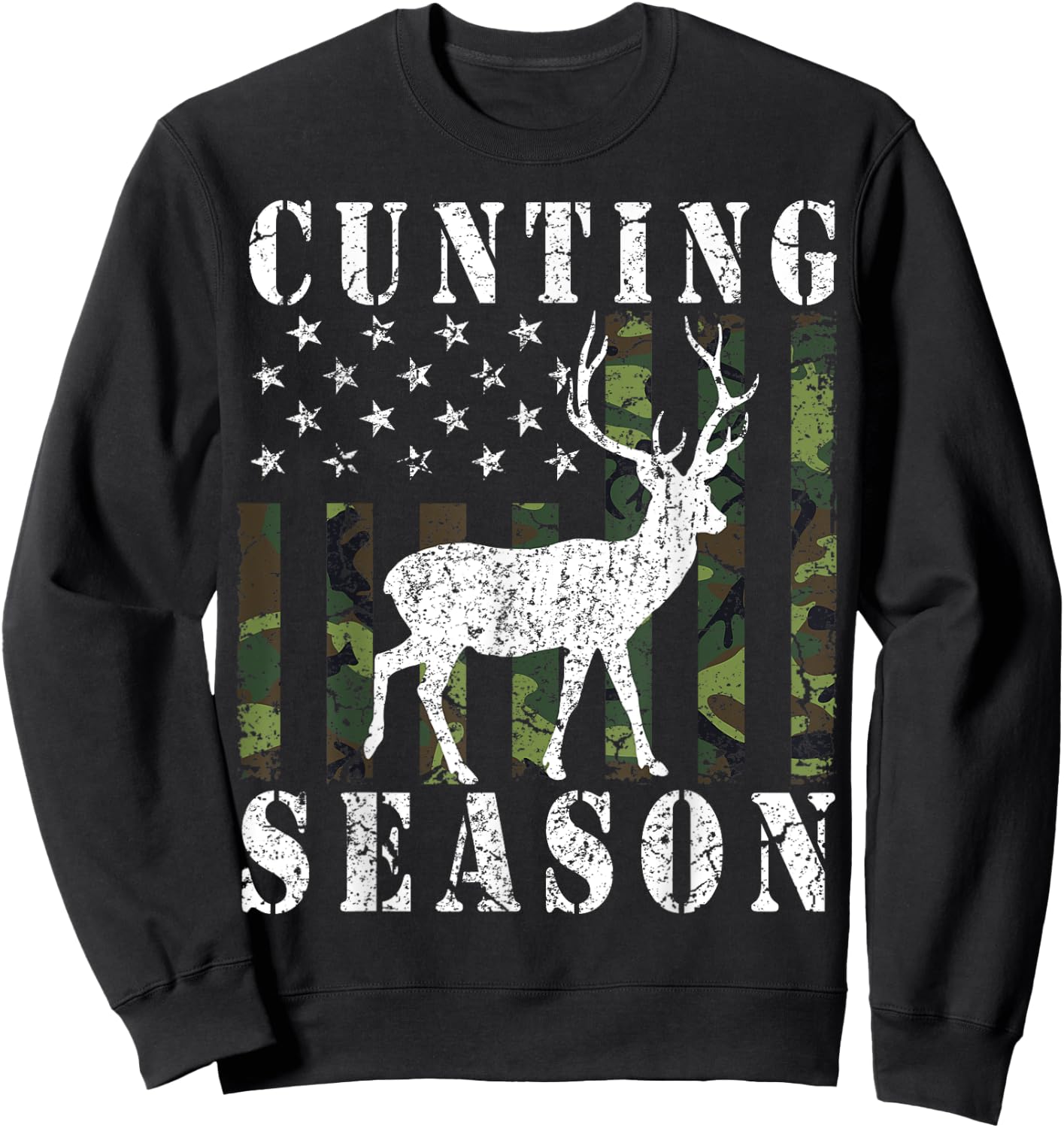 Cunting Season American Flag Counting Season Activist Funny Sweatshirt - Sweatshirt | Black
