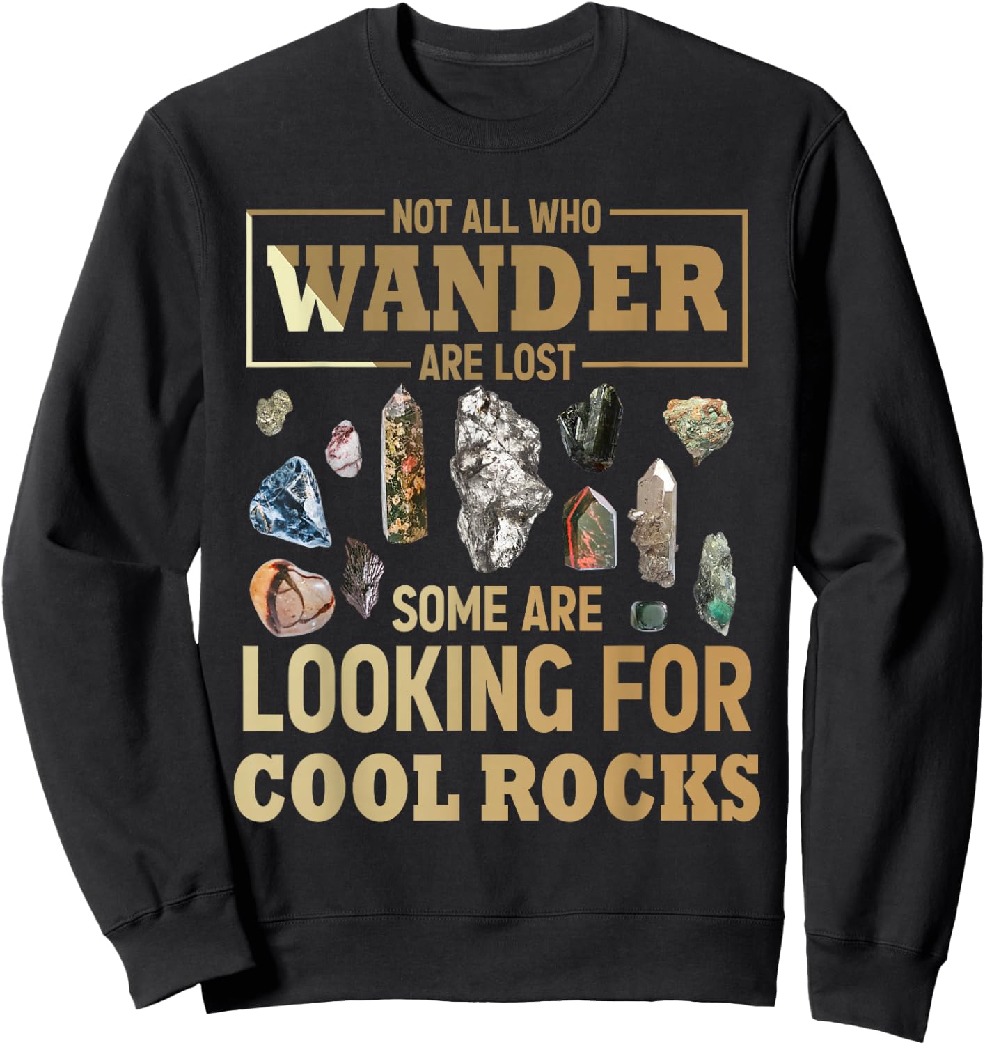 Not All Who Wander Are Lost Some Are Looking For Cool Rocks Sweatshirt - Sweatshirt | Black