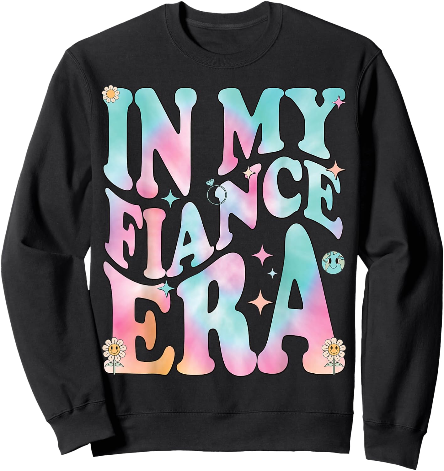 In My Fiance Era Groovy Retro, In My Fiance Era Sweatshirt - Sweatshirt | Black