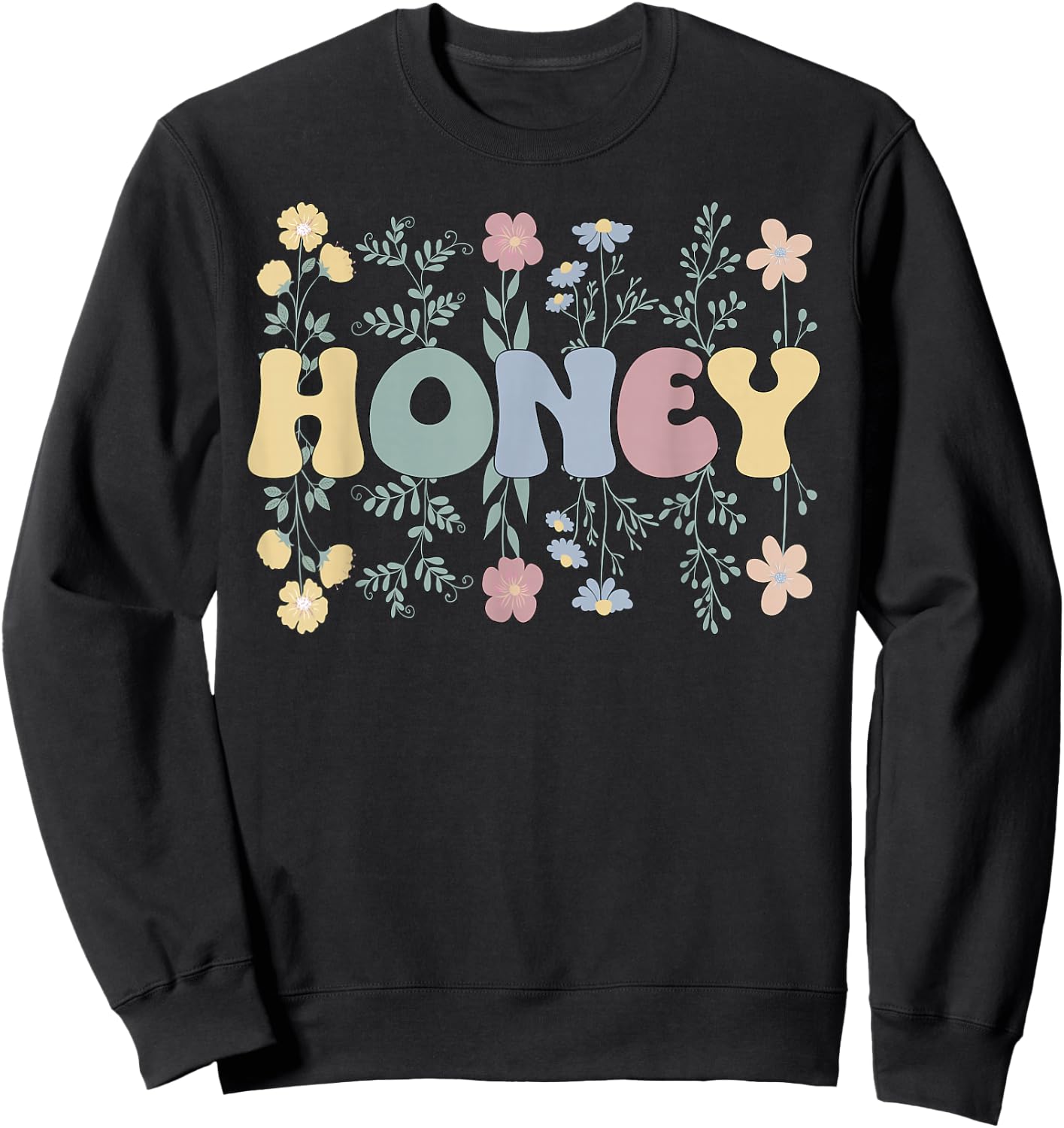 Groovy Honey Grandmother Flowers Honey Grandma Sweatshirt - Sweatshirt | Black