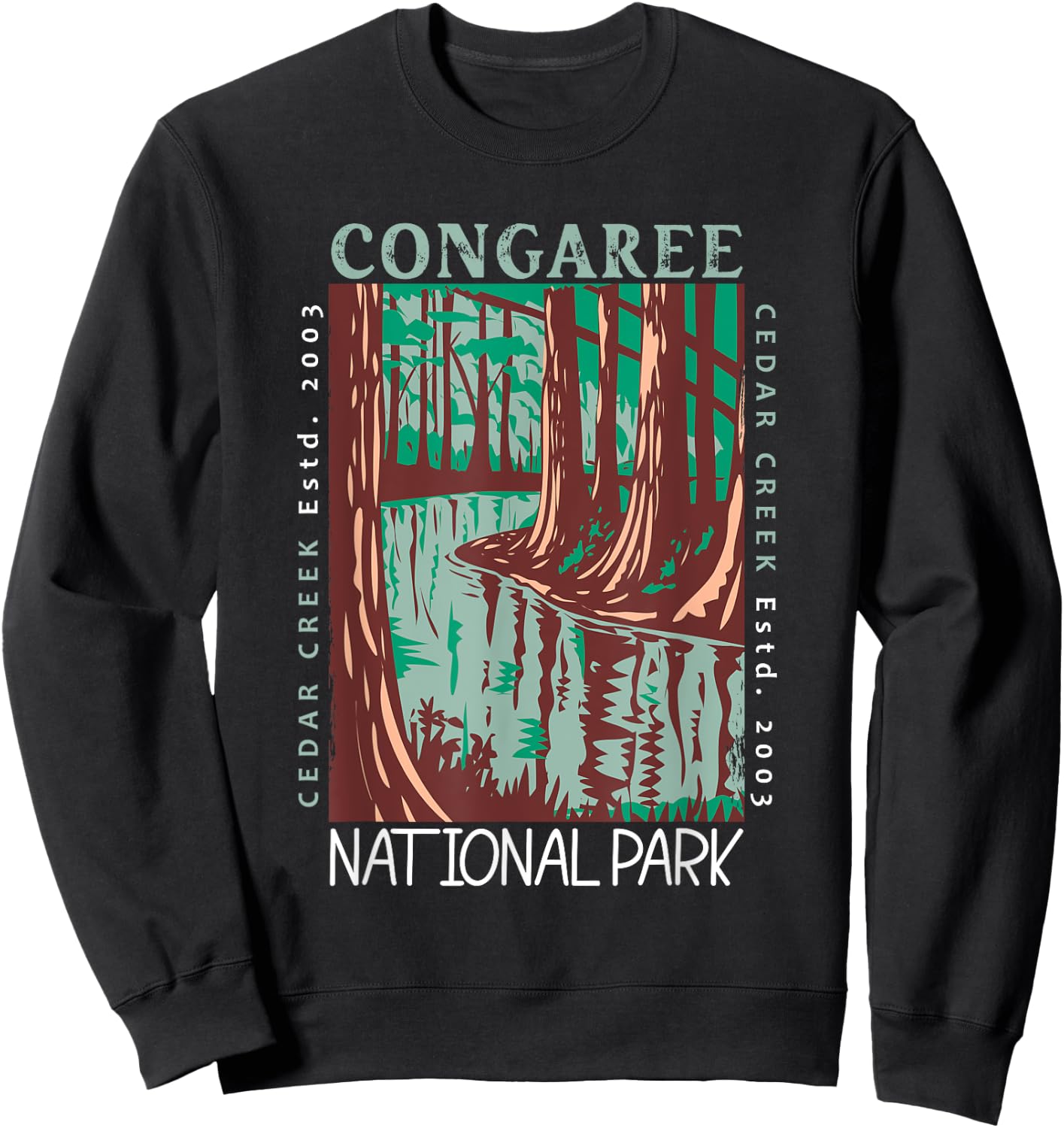 Congaree National Park South Carolina Distressed Vintage Sweatshirt - Sweatshirt | Black