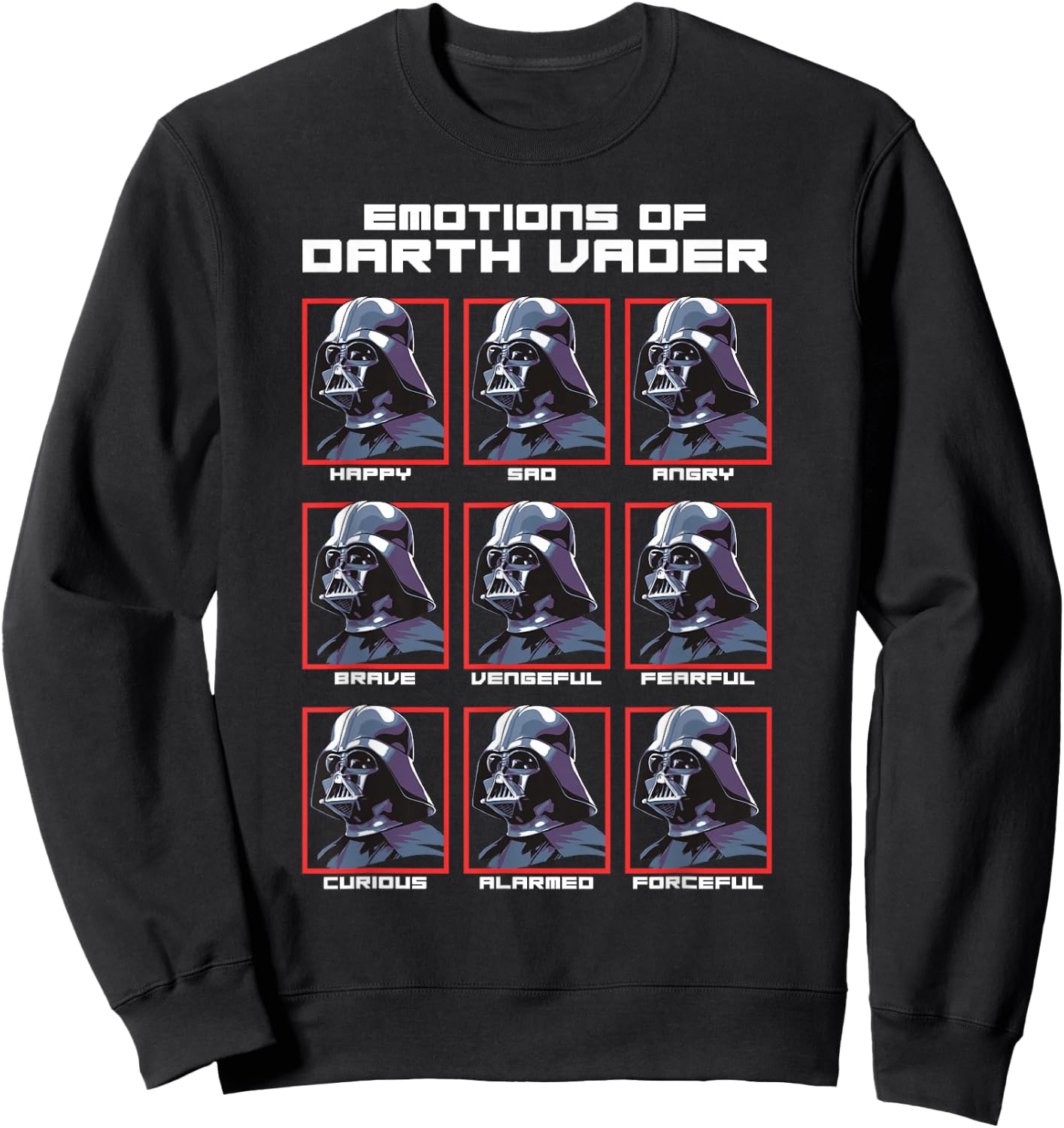 Star Wars Emotions Of Darth Vadar Portrait Grid Sweatshirt - Sweatshirt | Black