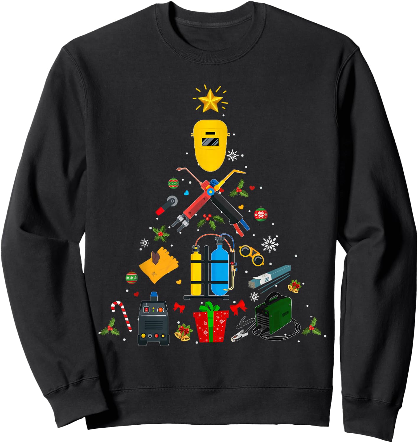 Welder Welding Christmas Ornament Tree Xmas Holiday 2021 Sweatshirt - Sweatshirt | Black