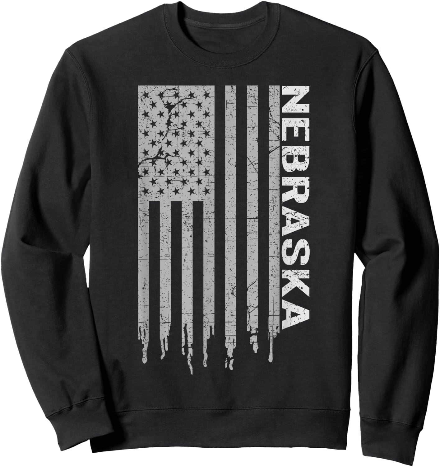 Distressed USA Flag Patriotic American from Nebraska Sweatshirt - Sweatshirt | Black