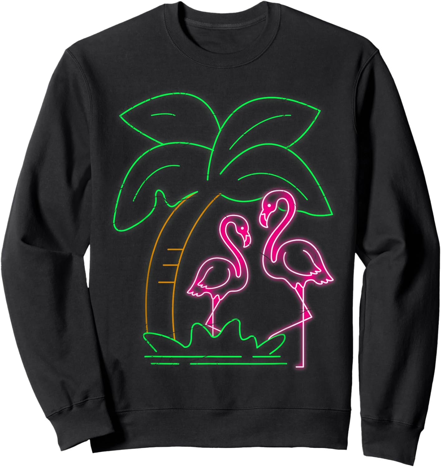 Exotic Bird Flamingos Tropical Animal Palm Tree Flamingo Sweatshirt - Sweatshirt | Black