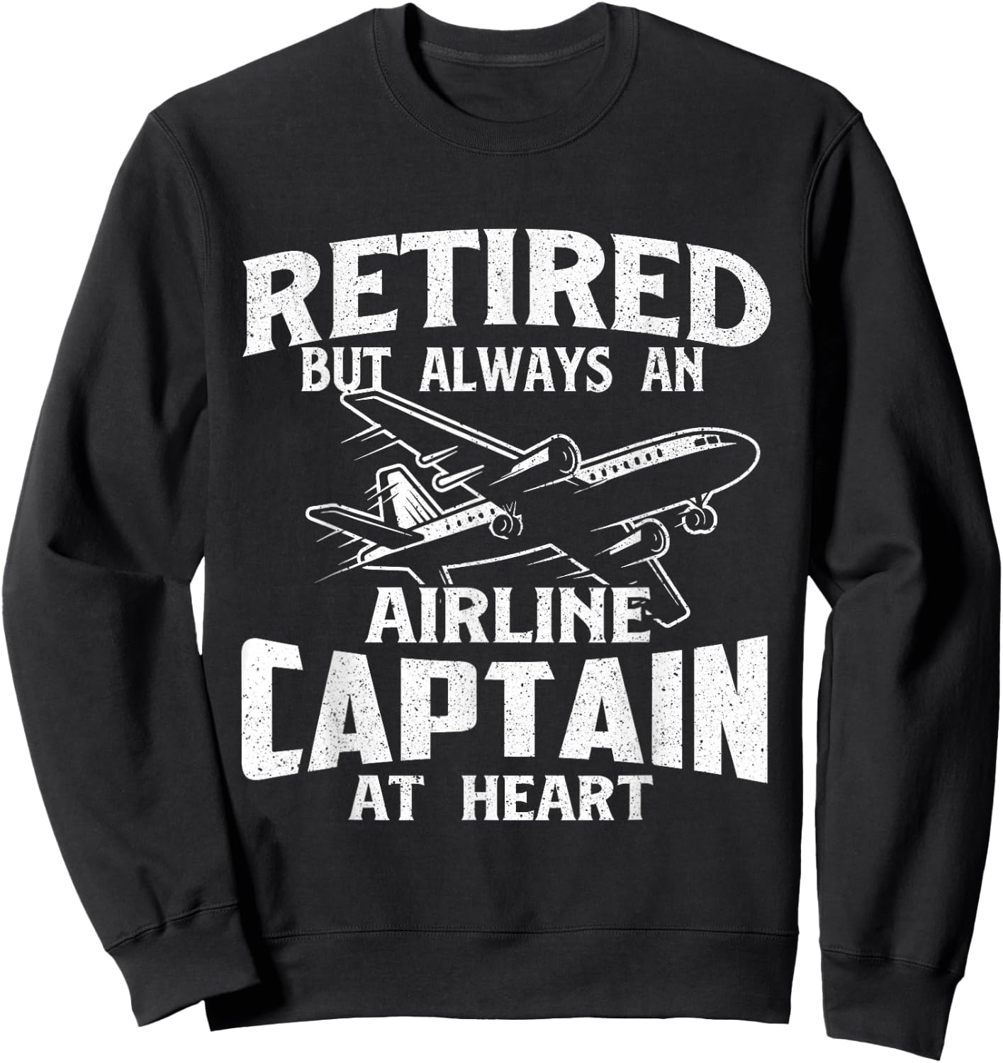 Airline Captain At Heart - Airplane Aircraft Lover Aviator Sweatshirt - Sweatshirt | Black