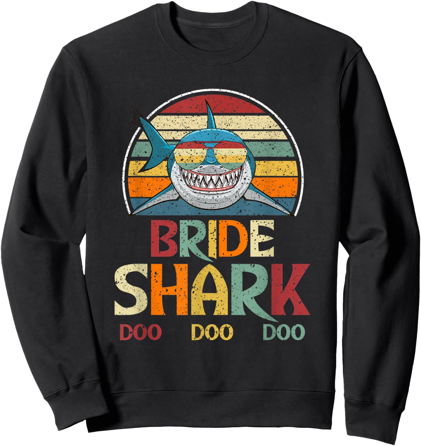 Retro Vintage Bride Shark Wedding Gift Sweatshirt - Sweatshirt | Black