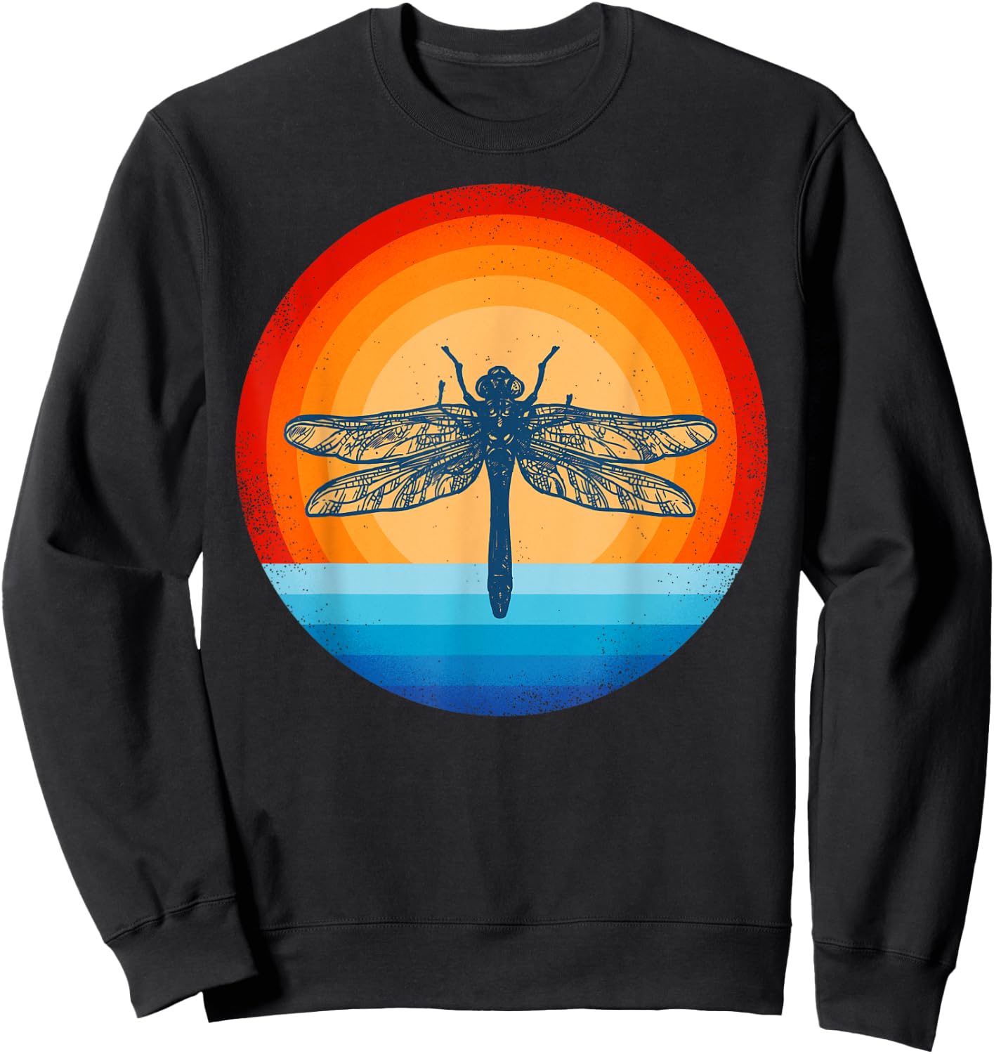 Dragonfly Retro Vintage 60s 70s Sunset Bug Insect Men Women Sweatshirt - Sweatshirt | Black
