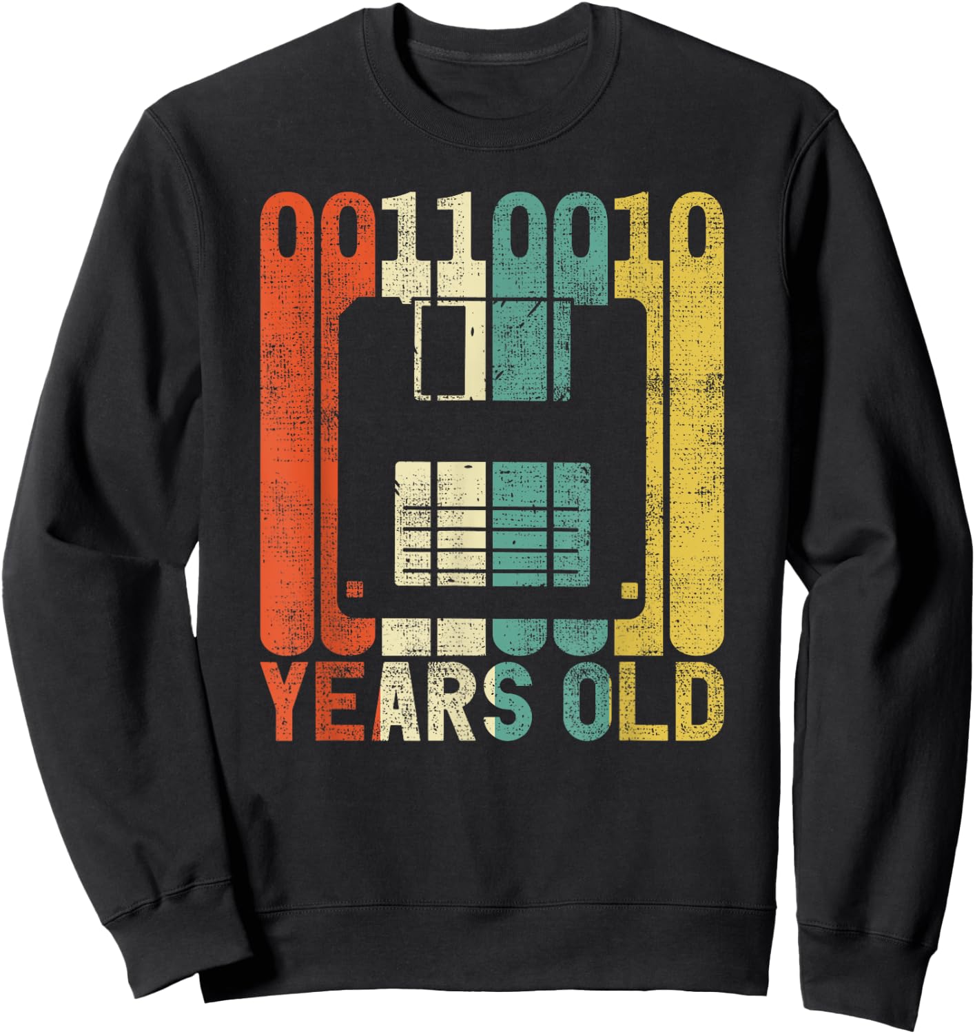 Retro 50th Birthday Nerd Floppy Disk Binary Computer Gift Sweatshirt - Sweatshirt | Black