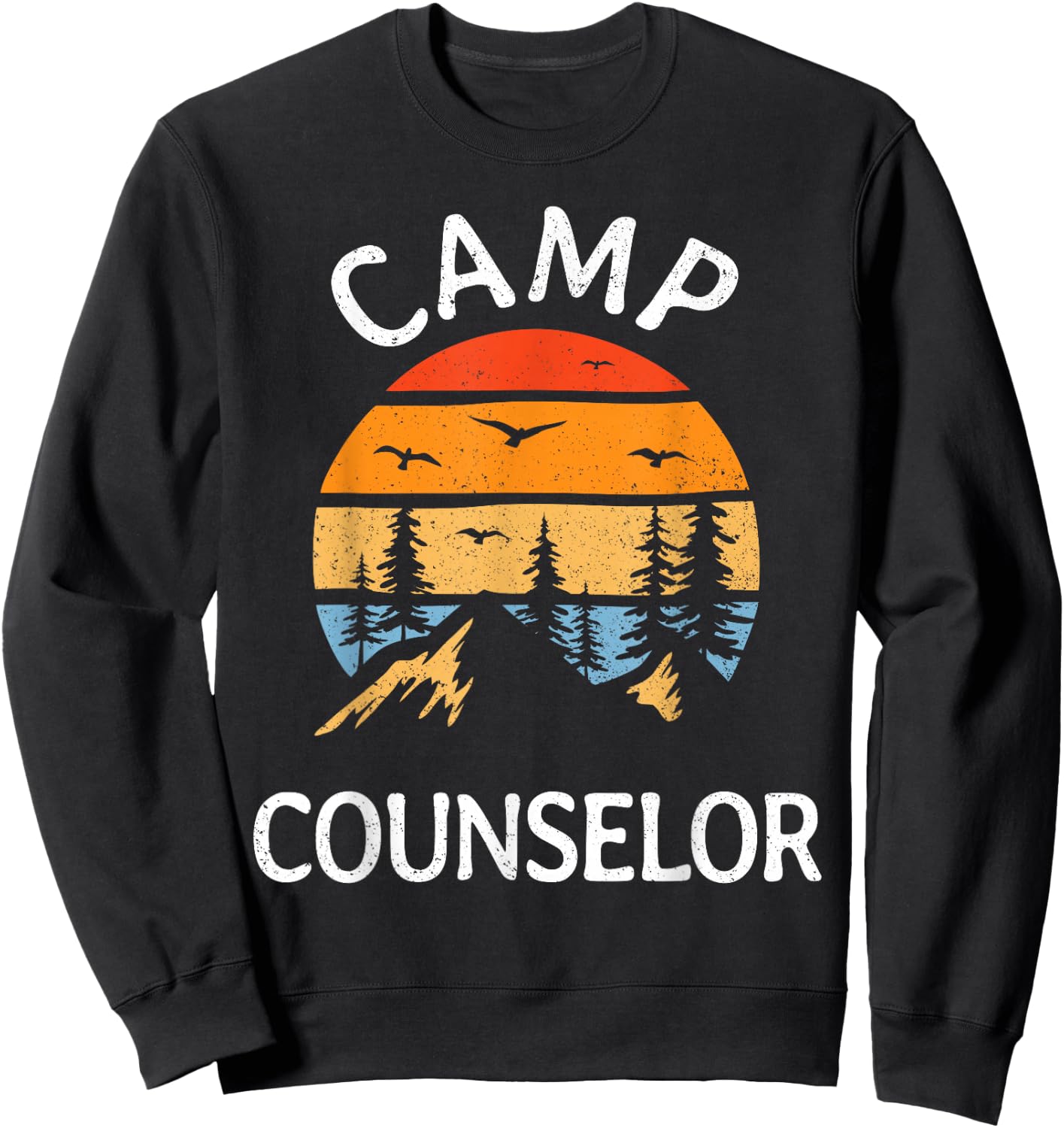 Camp Counselor Retro Summer Director Camper Staff Camping Sweatshirt - Sweatshirt | Black