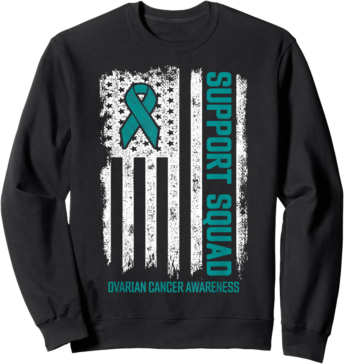 Ovarian Cancer Shirts Support Squad Ovarian Cancer Awareness Sweatshirt - Sweatshirt | Black