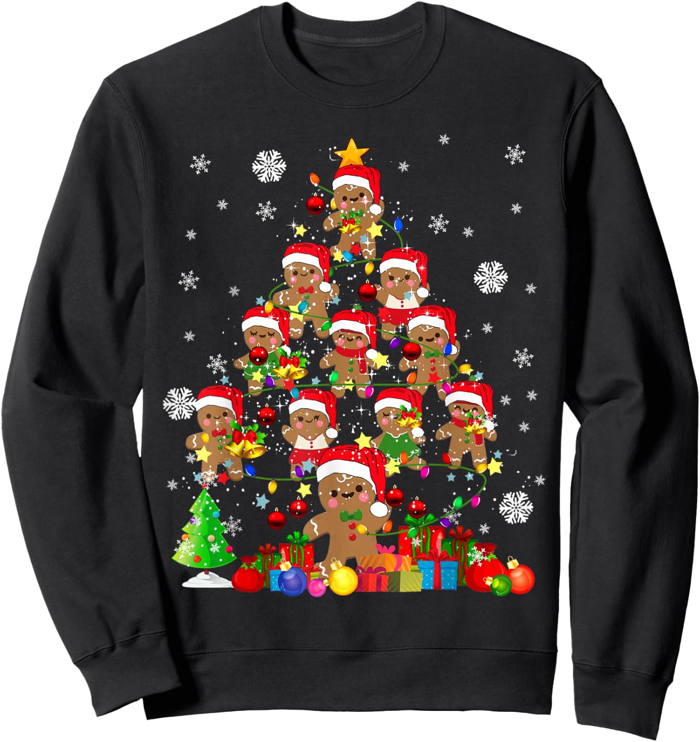Christmas Tree Gingerbread Christmas Santa Gingerbread Sweatshirt - Sweatshirt | Black