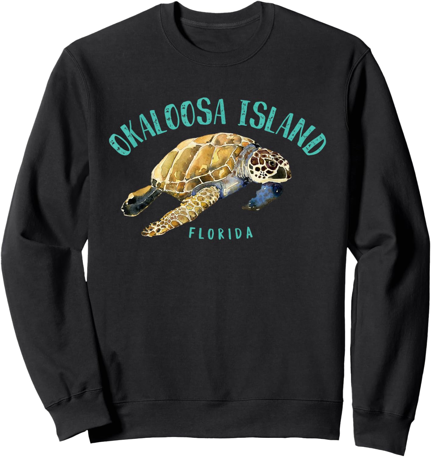 Okaloosa Island Florida Sea Turtle Design Sweatshirt - Sweatshirt | Black