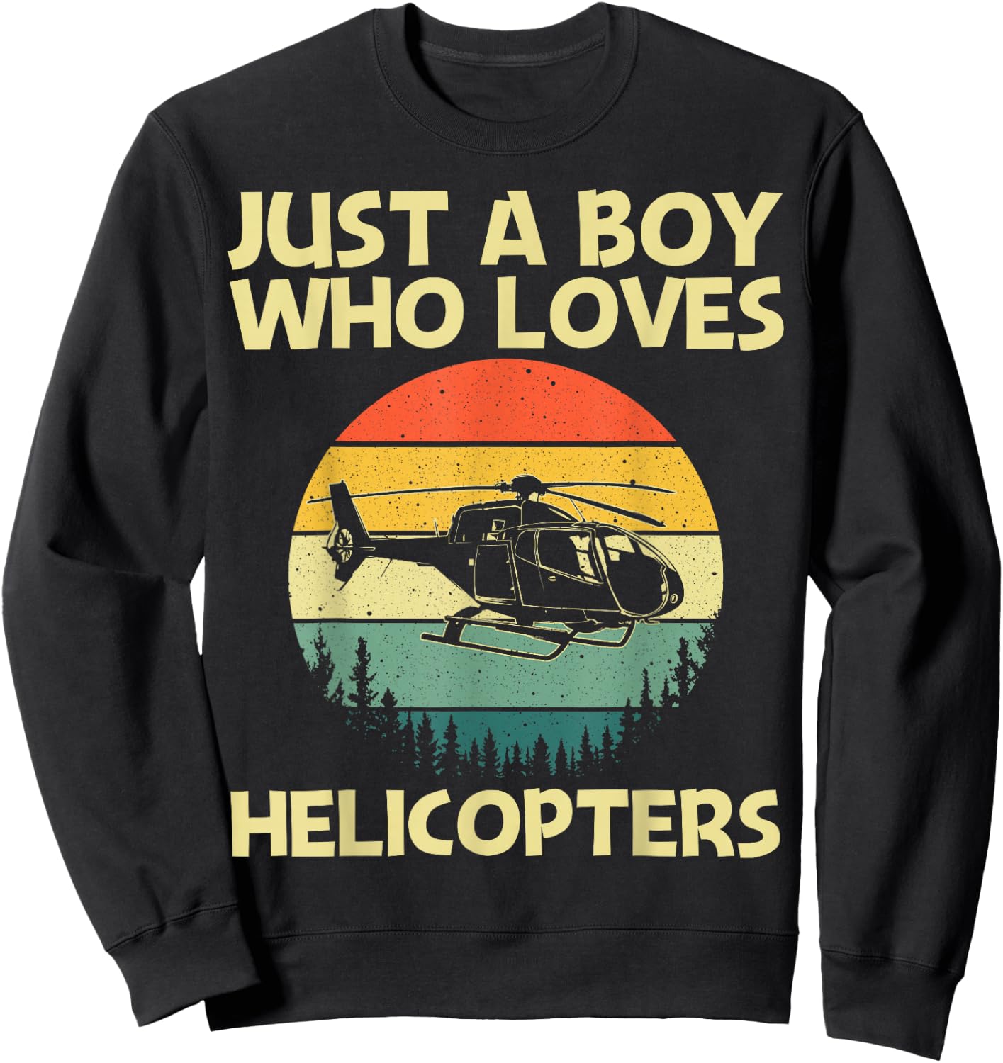 Best Helicopter Art For Boys Kids Aircraft Helicopter Pilot Sweatshirt - Sweatshirt | Black