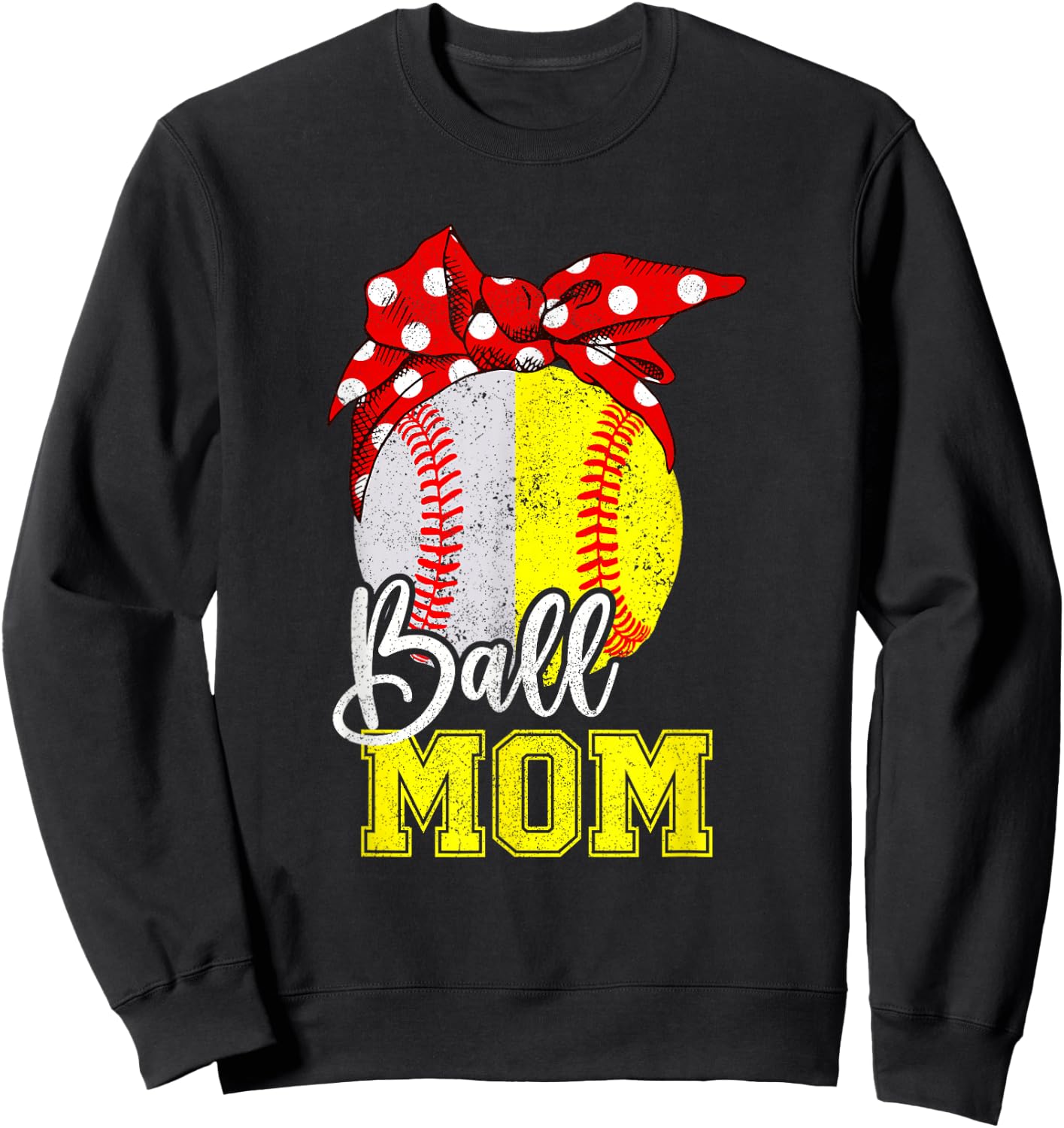 Tball mom shirt - Mother's Day Baseball Softball Mom Sweatshirt - Sweatshirt | Black
