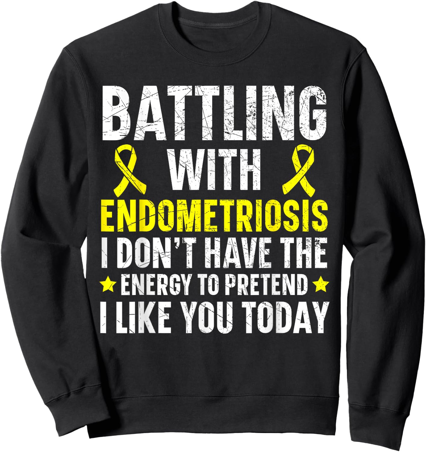 Battling With Endometriosis Awareness Disease Sweatshirt - Sweatshirt | Black