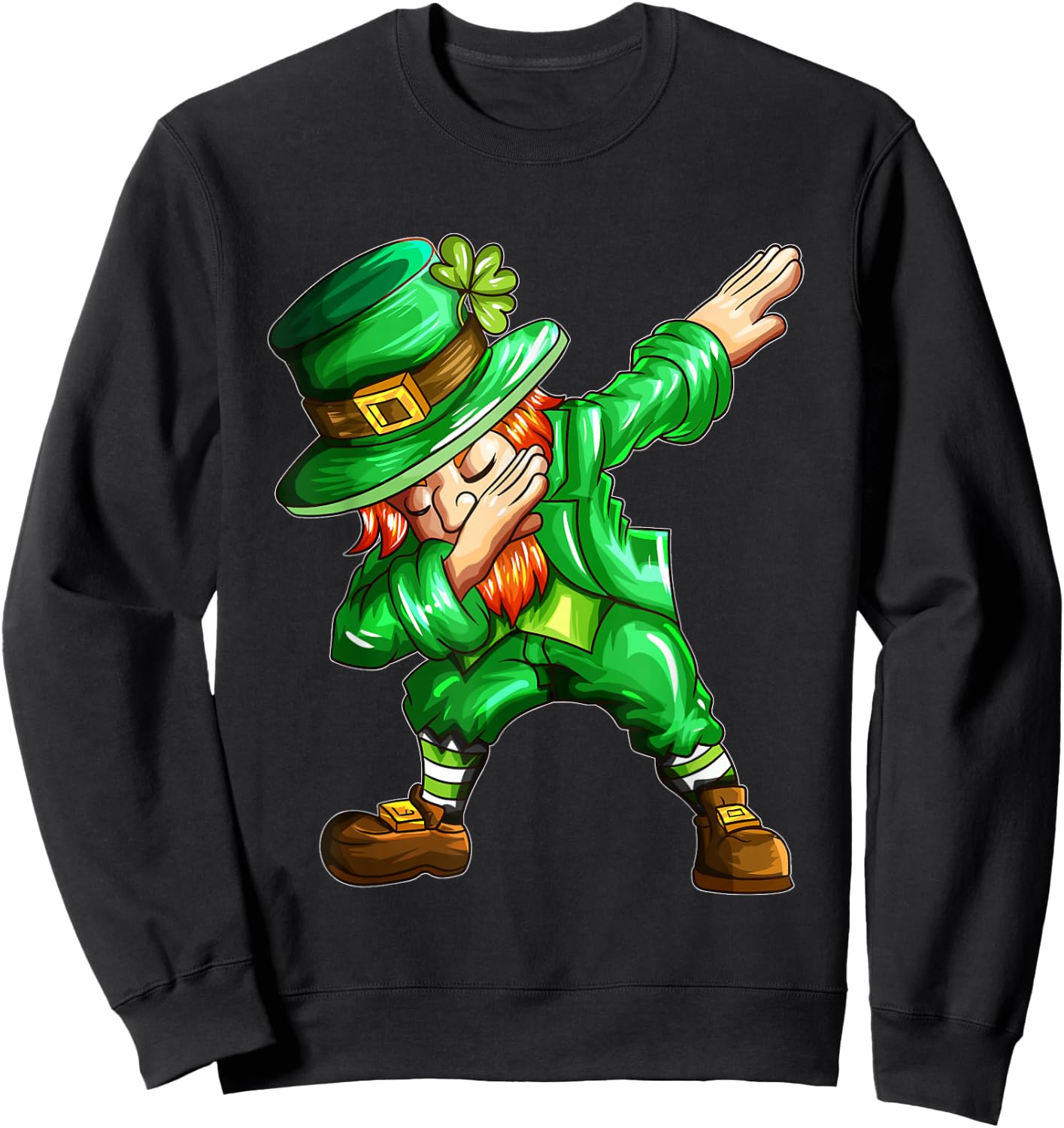 St Patricks Day Dab Dabbing Leprechaun in Green Holiday Sweatshirt - Sweatshirt | Black