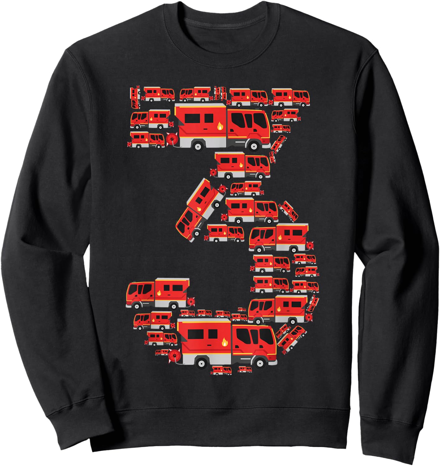 Fire Truck 3rd Birthday Boy 3 Year Old Toddler Firefighter Sweatshirt - Sweatshirt | Black