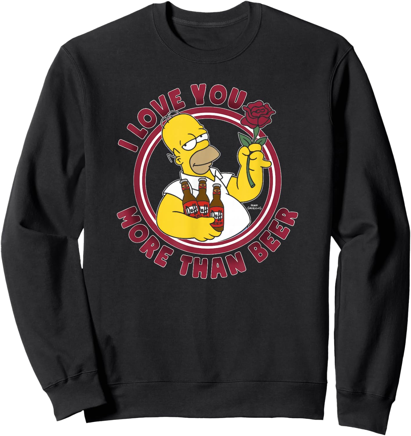 The Simpsons Valentine's Day Homer Love You More Than Beer Sweatshirt - Sweatshirt | Black