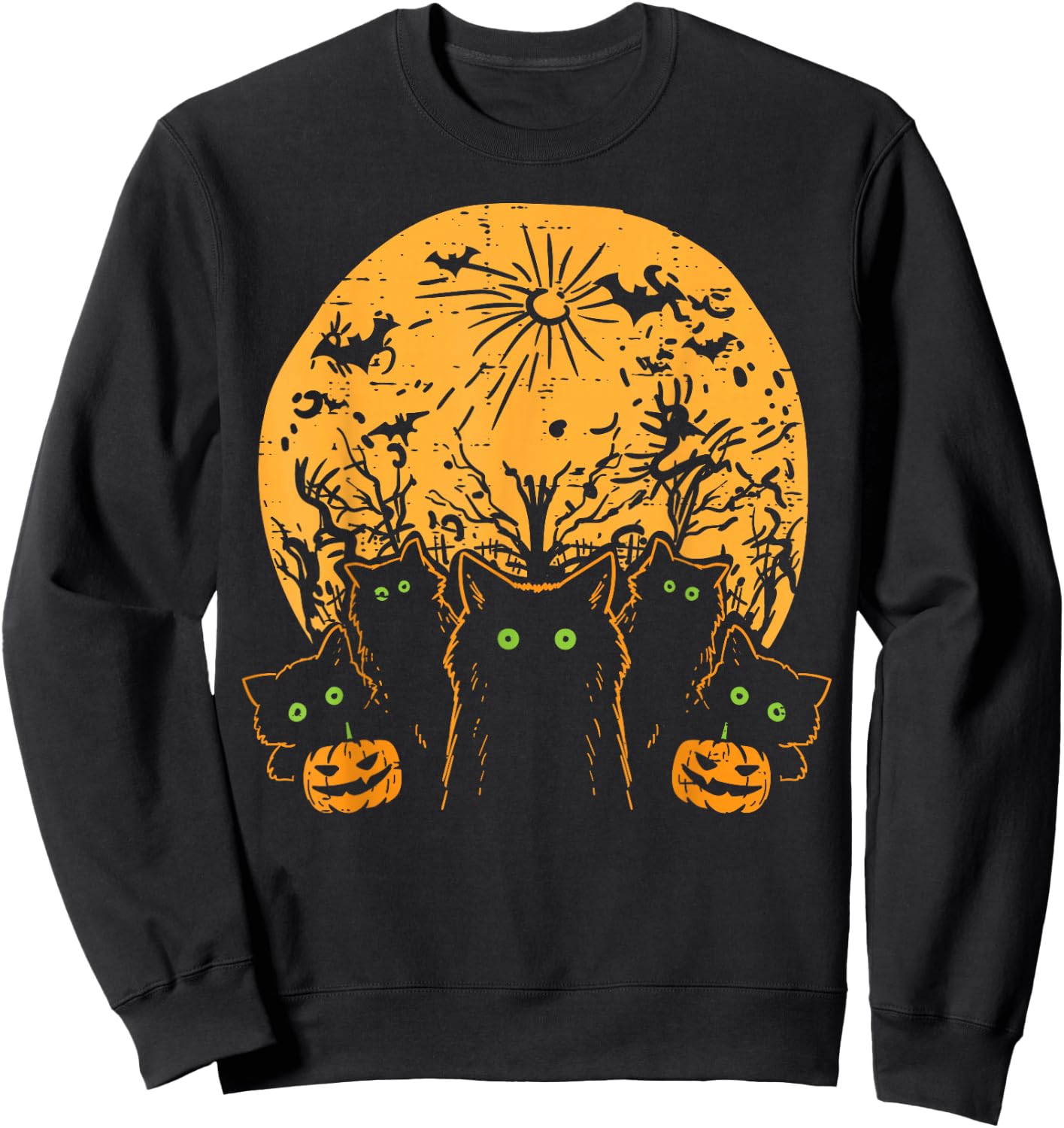 Black Cats Full Moon Halloween Animal Pet Men Women Kids Sweatshirt - Sweatshirt | Black