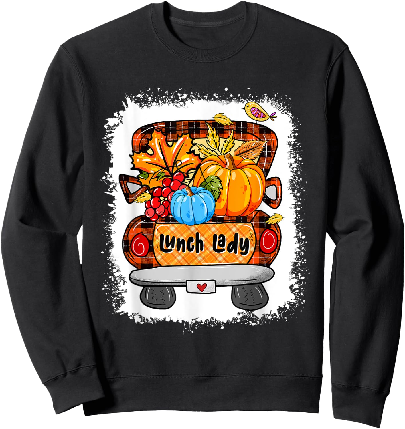 Fall Autumn Pumpkin Truck Lunch Lady Lover Thanksgiving Sweatshirt - Sweatshirt | Black