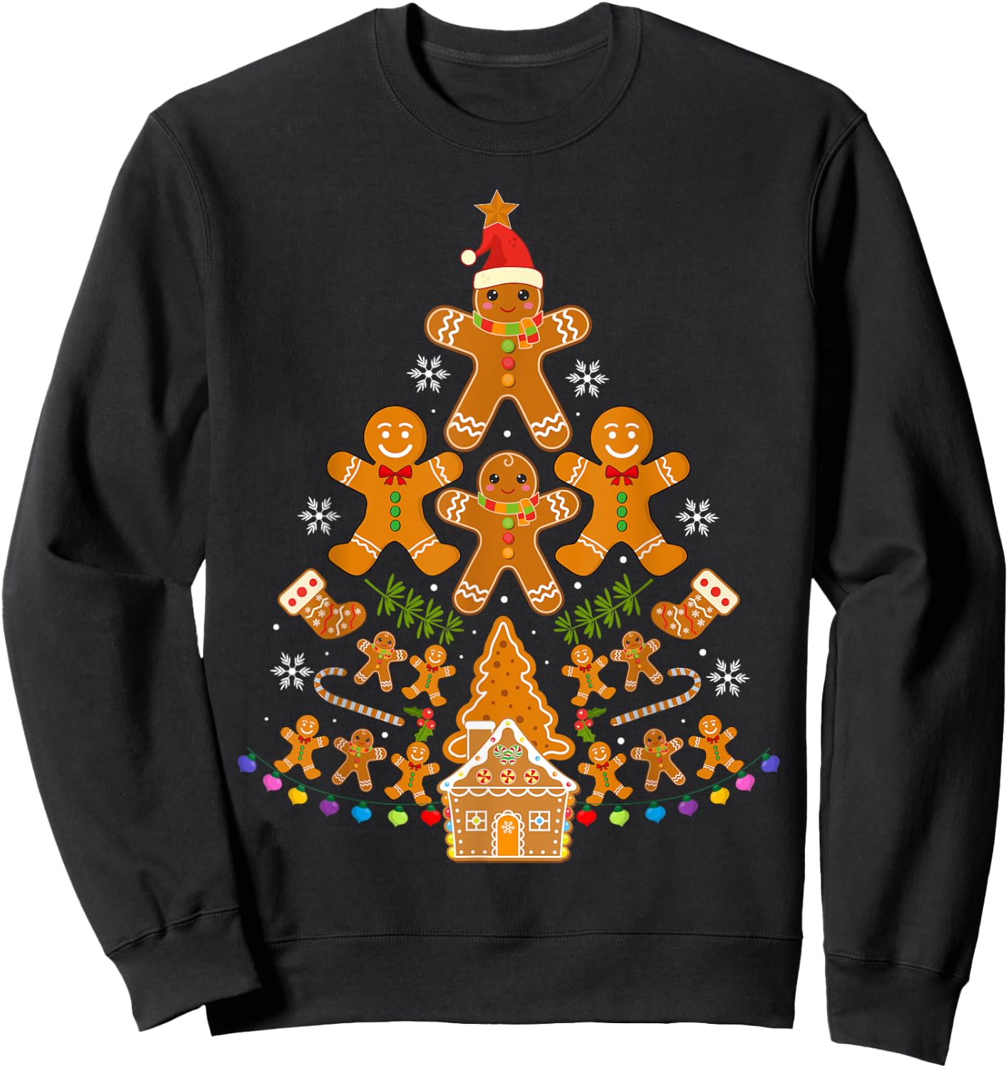 Gingerbread Christmas Tree Lights Cookie Baking Team Sweatshirt - Sweatshirt | Black