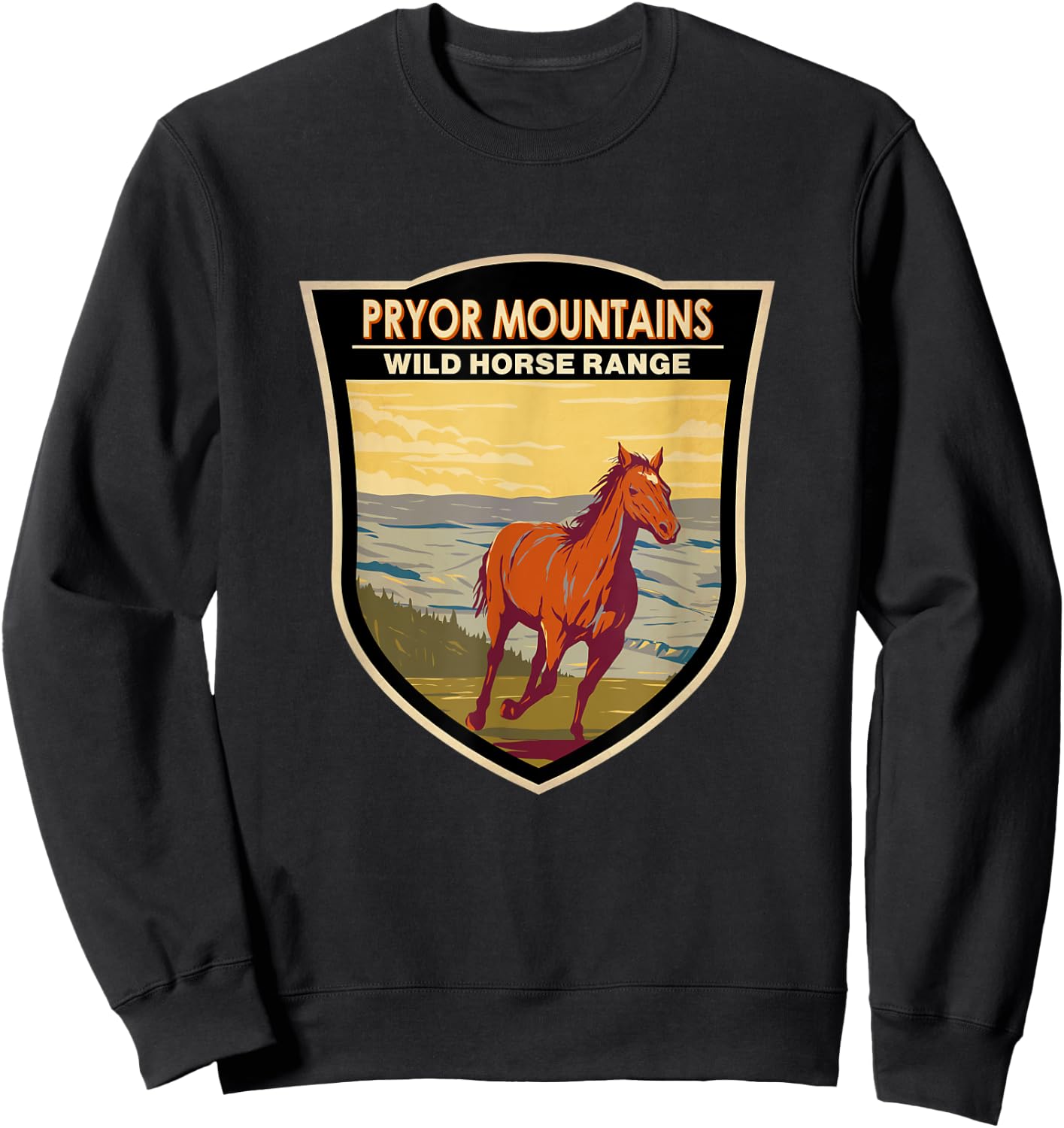 Pryor Mountains Wild Horse Range Badge Sweatshirt - Sweatshirt | Black