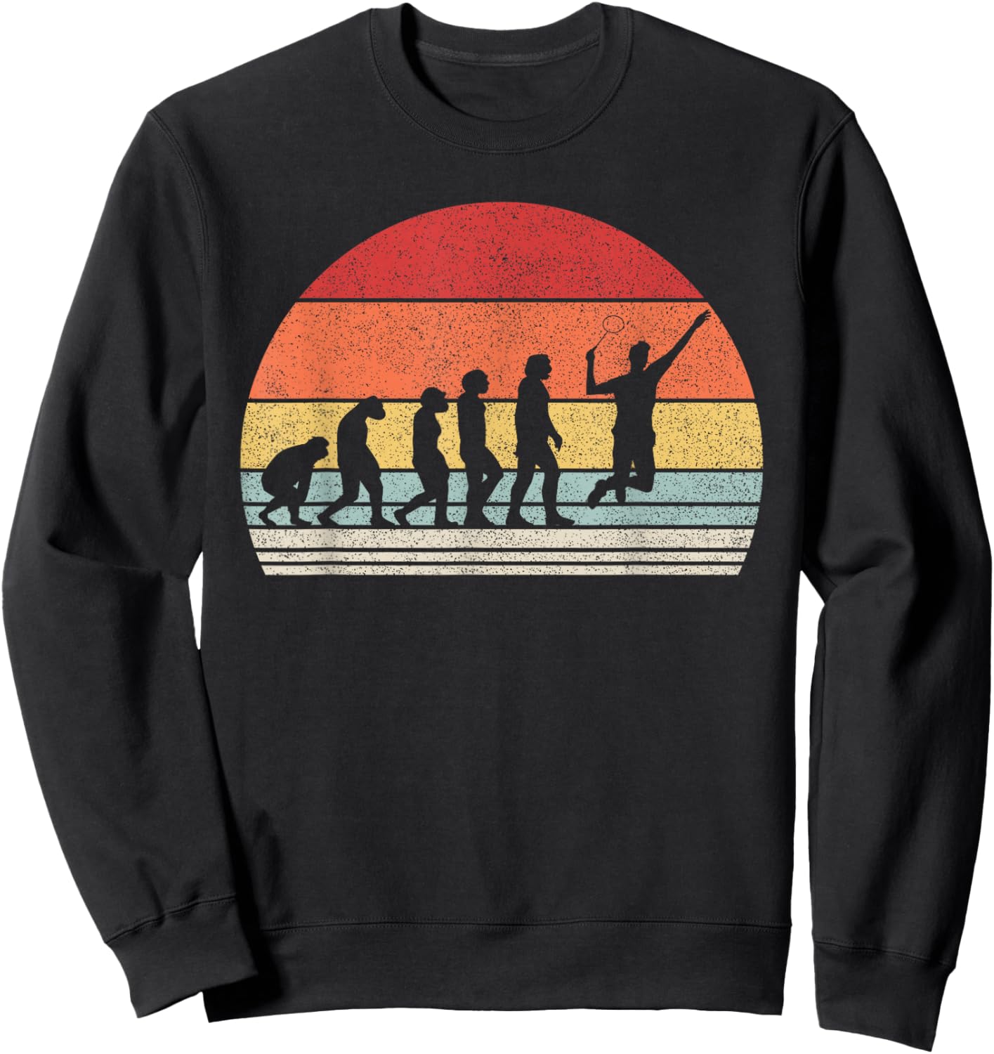 Vintage Retro Evolution Of Man Funny Tennis Sweatshirt - Sweatshirt | Black