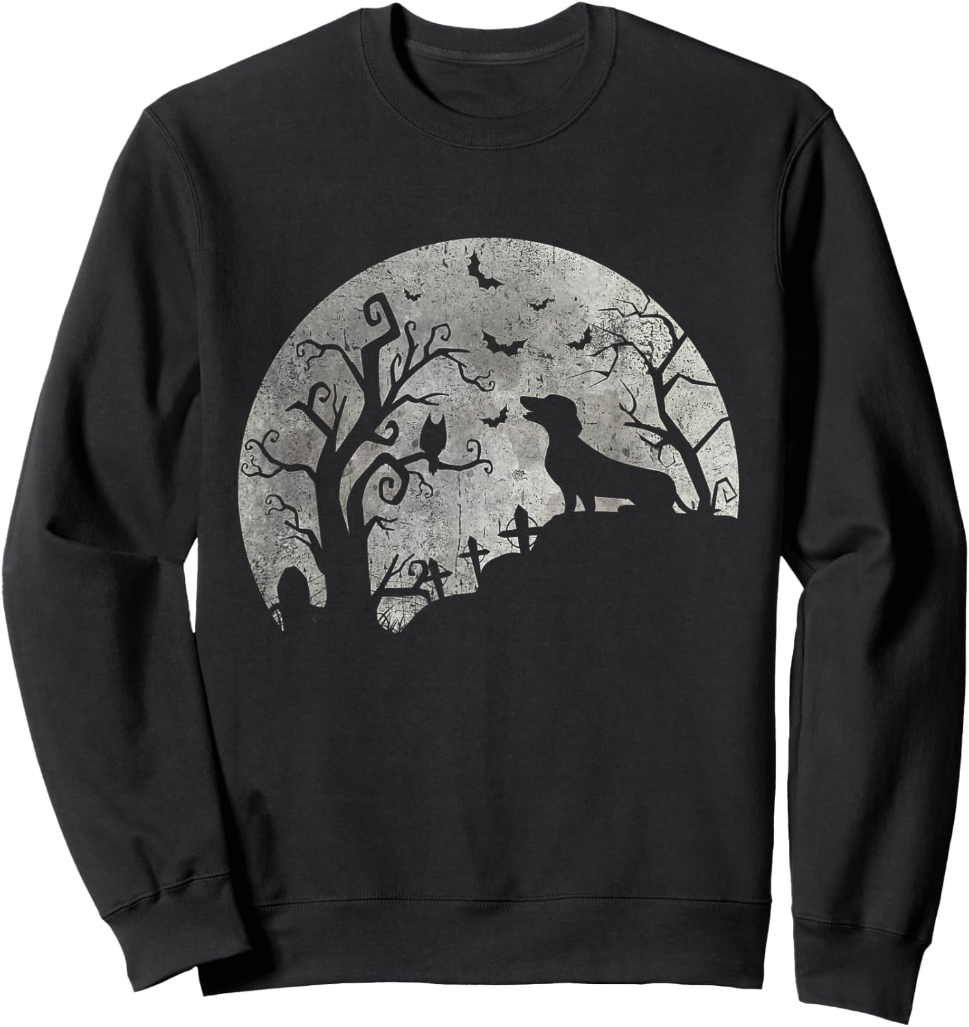 Dachshund And Moon Halloween Dachshund Lovers Pet Owner Sweatshirt - Sweatshirt | Black