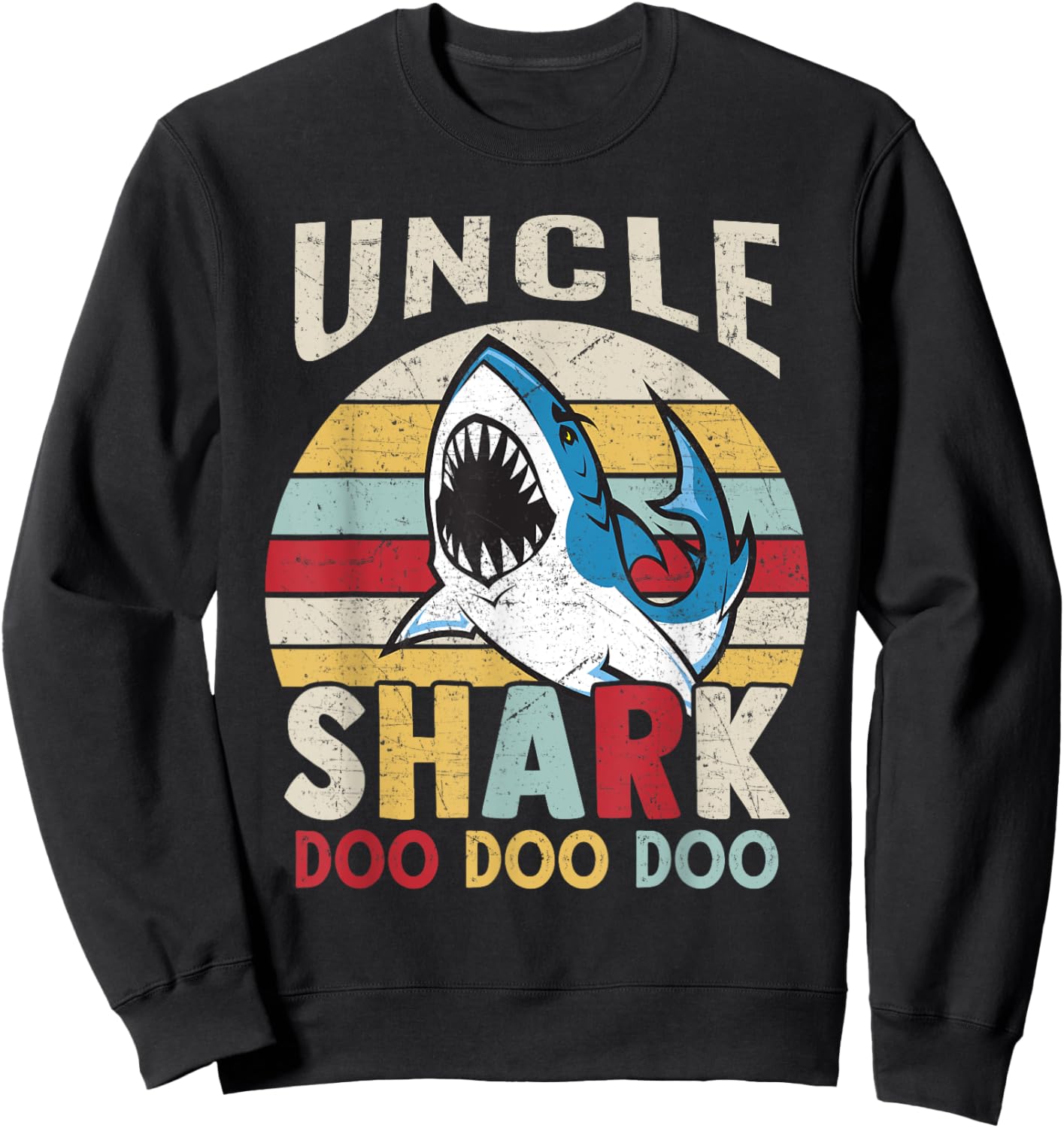 FAMILY 365 Fathers Day Funny Uncle Shark Relative Gift Men Sweatshirt - Sweatshirt | Black