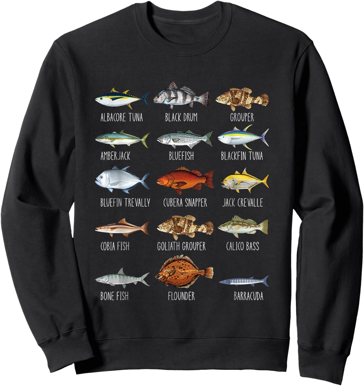 Types Of Saltwater Fish Species Biology Fishing Lover Sweatshirt - Sweatshirt | Black