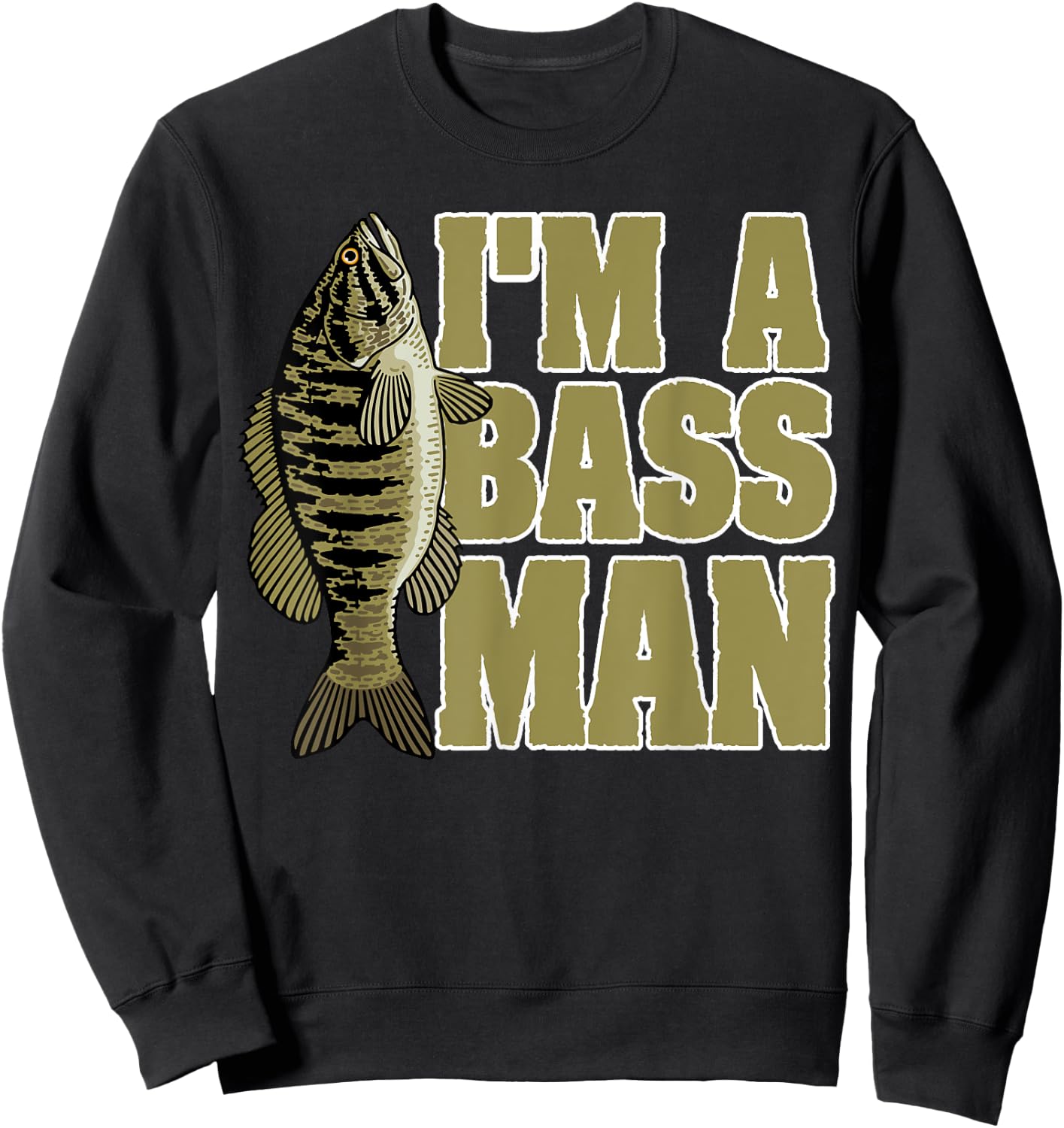 Bass Fishing Angling Mam Black Fish Fisherman Sport Sweatshirt - Sweatshirt | Black