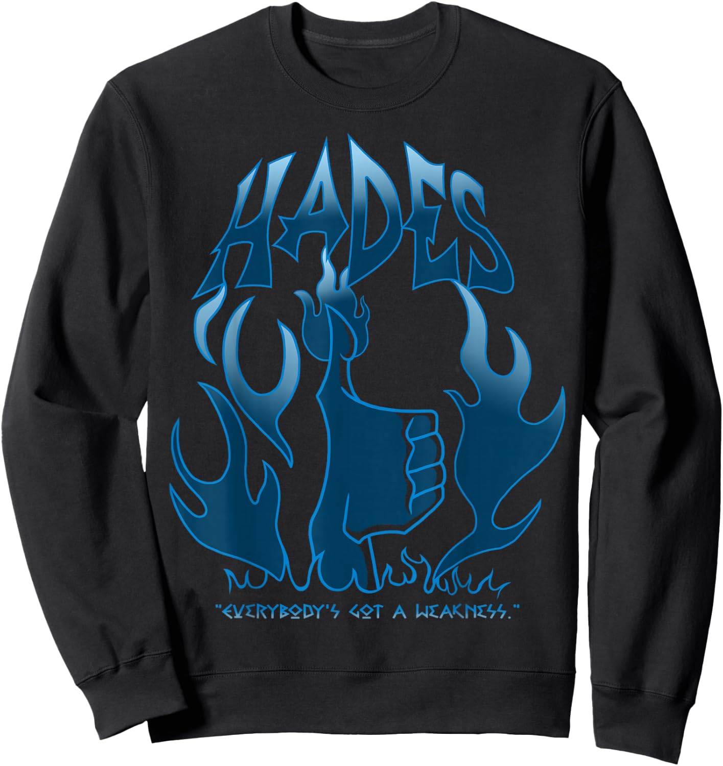 Disney Villains Hades Everybody's Got A Weakness Blue Flame Small Sweatshirt - Sweatshirt | Black