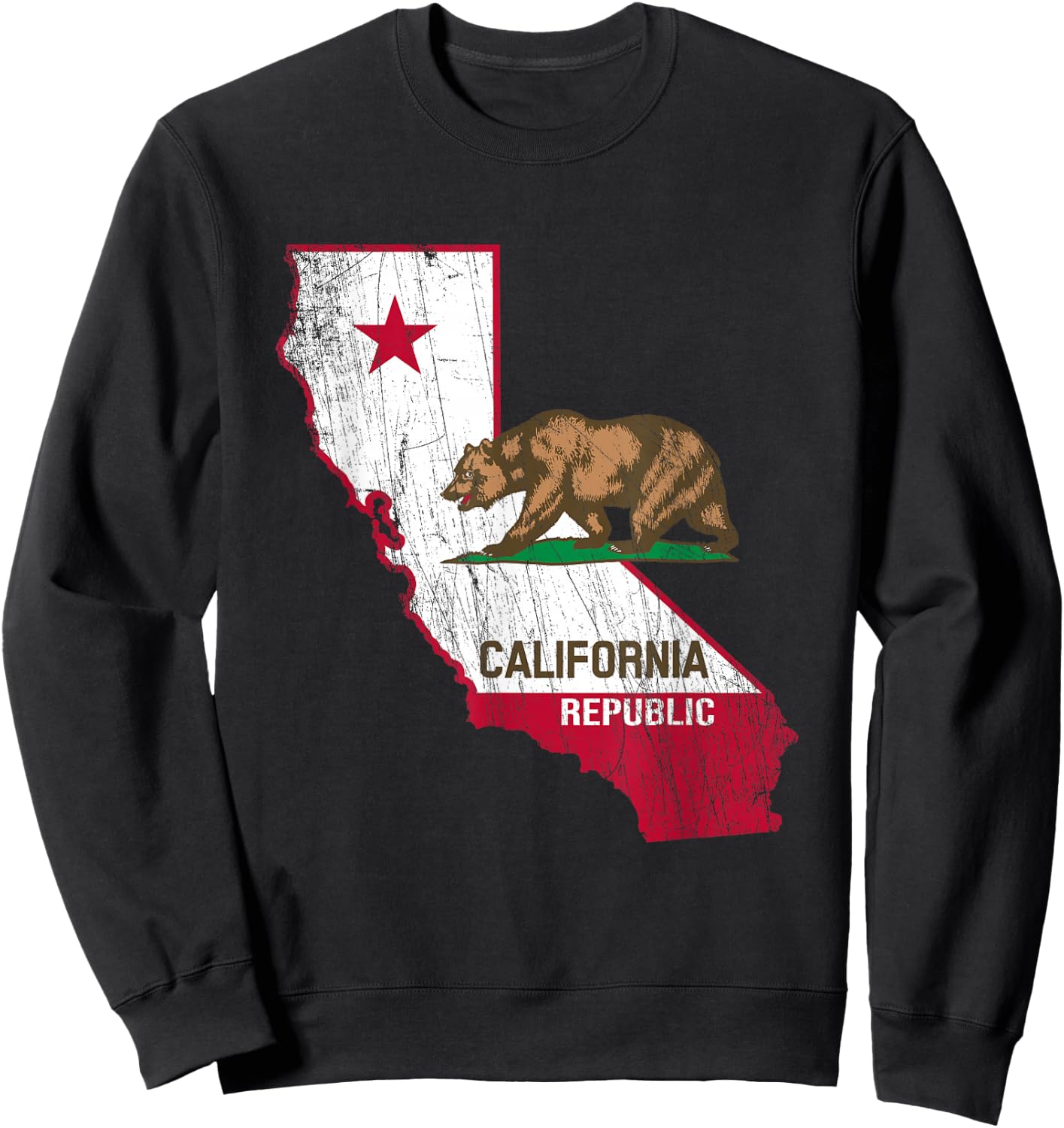 California Republic Flag - Distressed Design - Classic Sweatshirt - Sweatshirt | Black